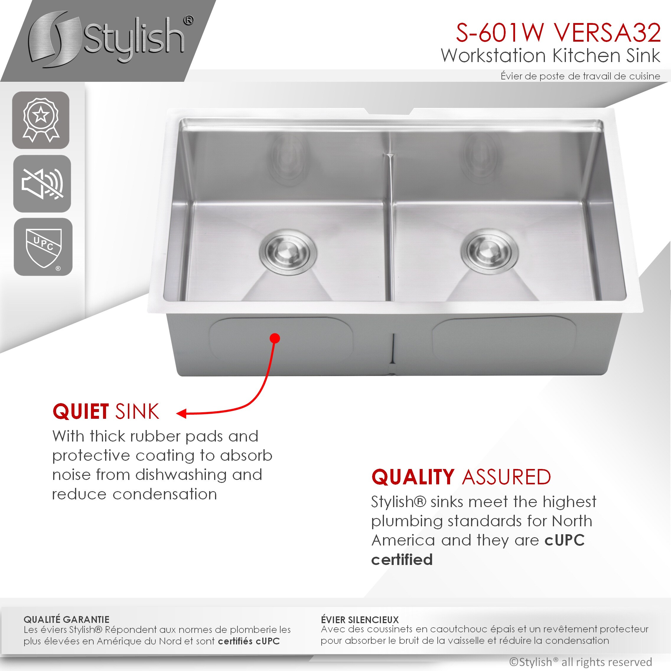 Stylish S-601W1 Kitchen-Sinks - View #6