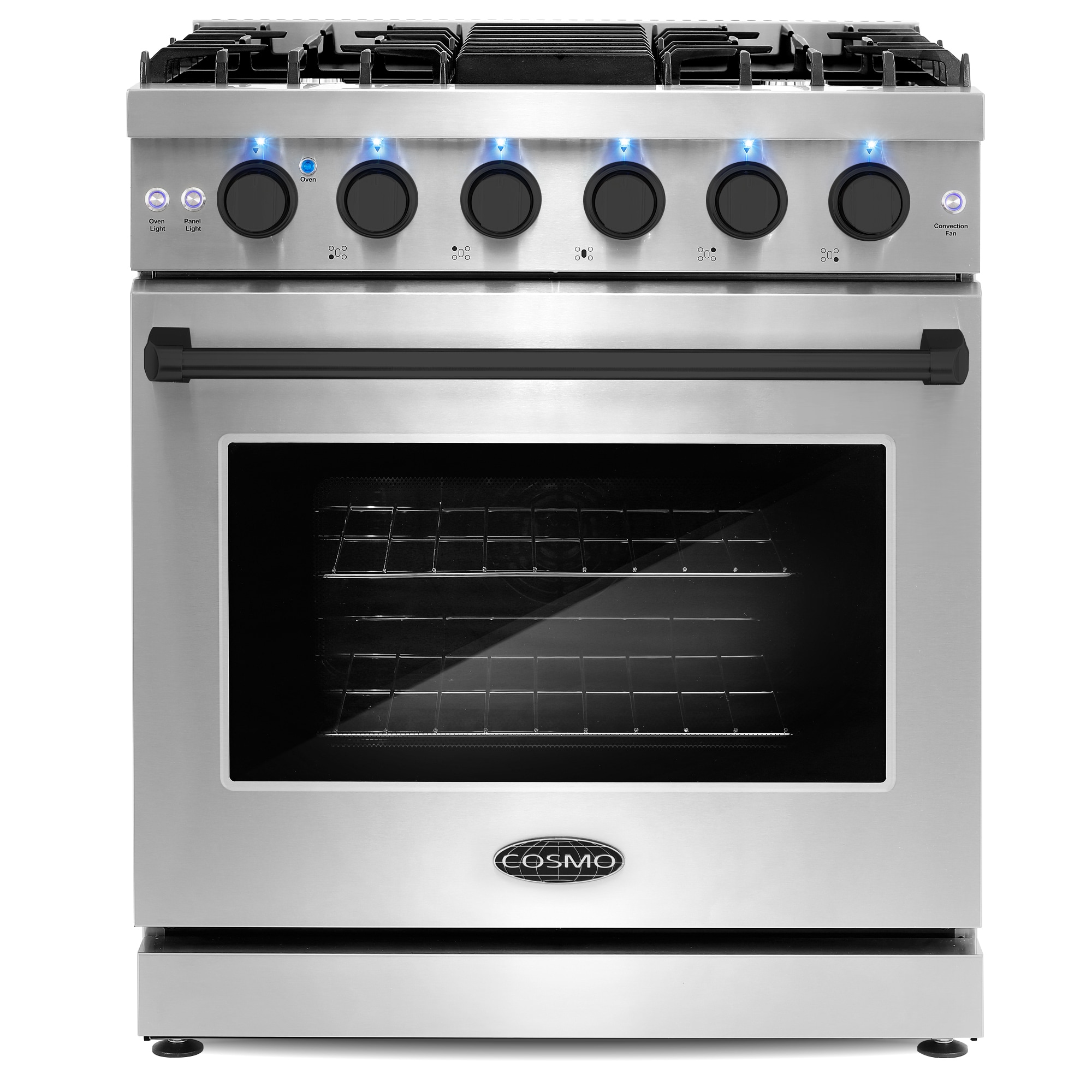 Cosmo 30-in 5 burners 4.5-cu ft Convection Oven Freestanding Natural Gas Range ( Stainless steel ) #COS-2PKG-706