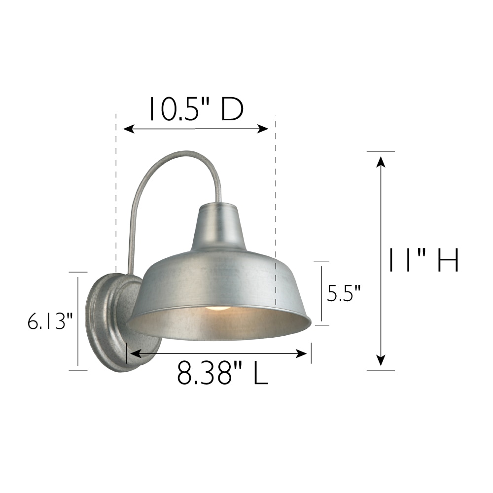 Design House Mason 1-Light 11-in Galvanized Outdoor Wall Light in