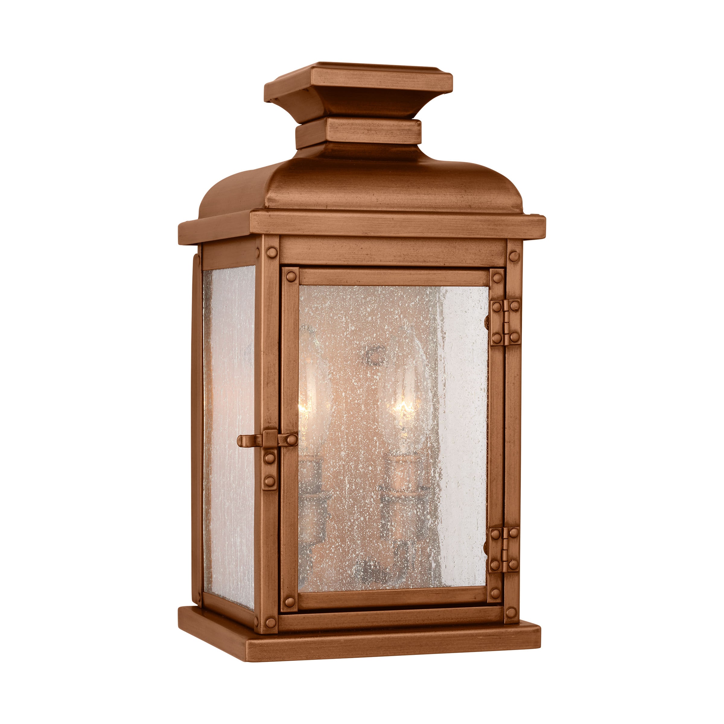 Generation Lighting OL11100NCP Pediment 2 -Light 12.5-in H Copper Hardwired Outdoor Wall Light