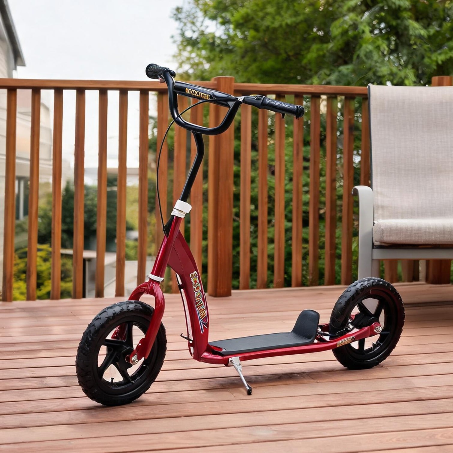 BBabe Big-Wheel Kick Scooter with Adjustable Handlebar for Ages 5-12 Warm Red Steel Frame Supports Up to 110 lbs