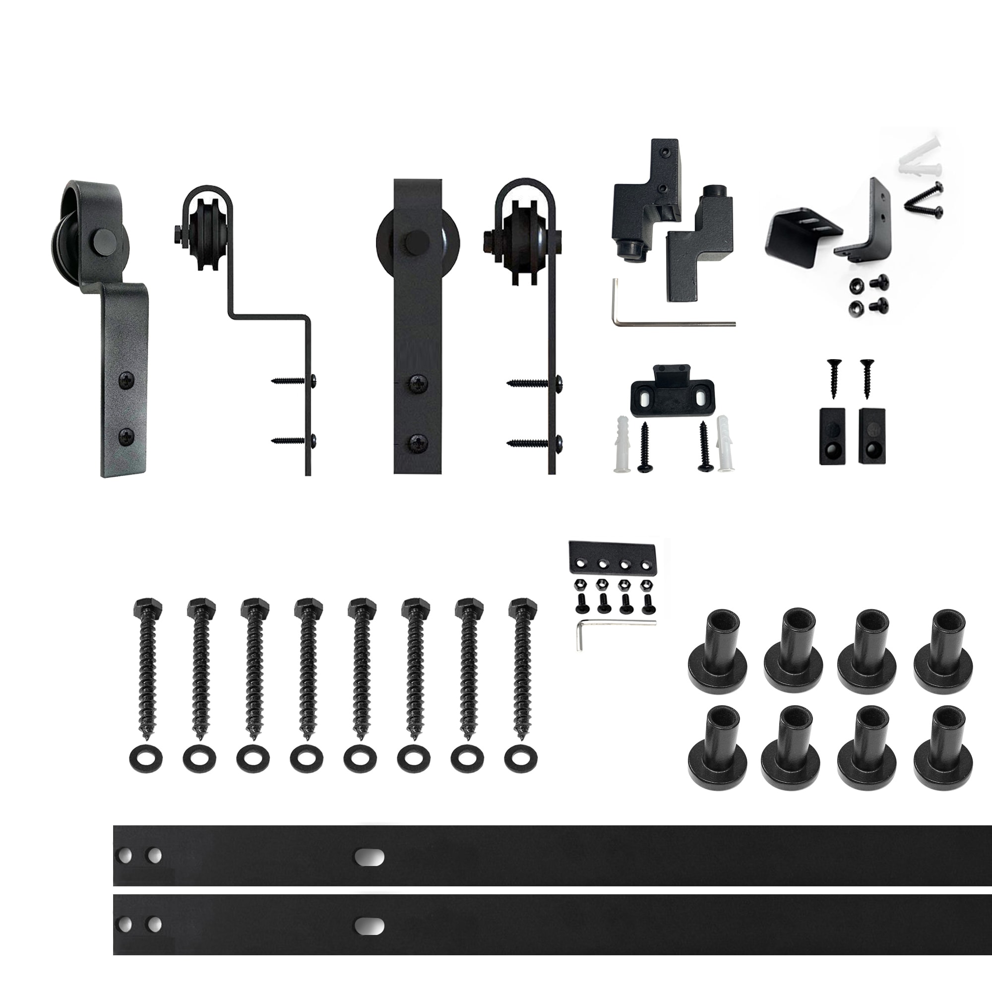 HOMACER 132-in Brushed Nickel Indoor J-strap Single Barn Door Hardware Kit YT1DNZ132C Sansujyuku sansujyuku.com