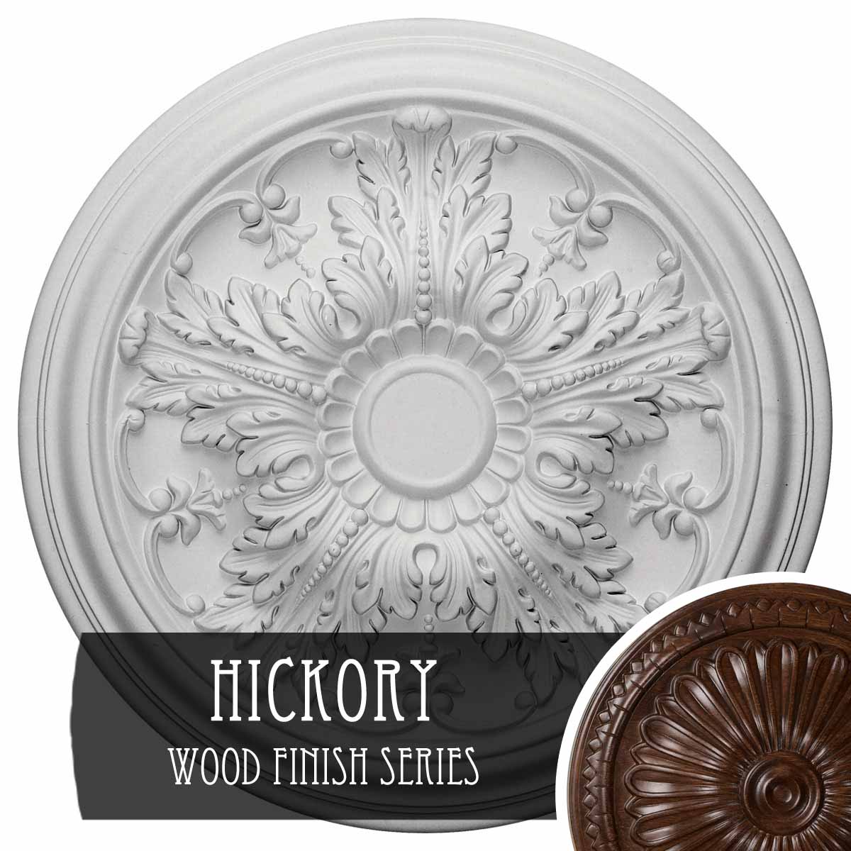 Ekena Millwork CM20DAHIS Damon 20-in W x 20-in L Hickory Polyurethane Ceiling Medallion