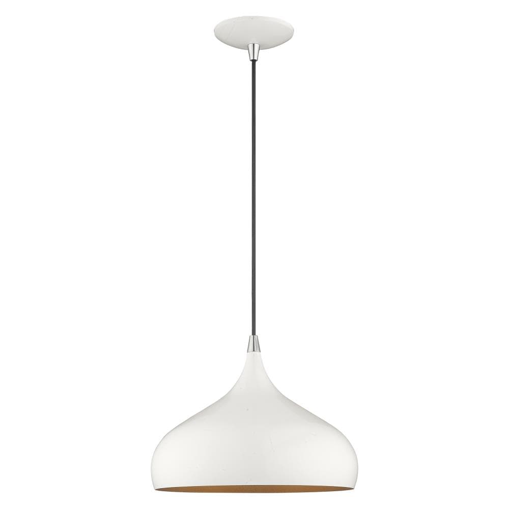 Amador Mini 1-Light Indoor/Outdoor Pendant in Shiny White and Gold