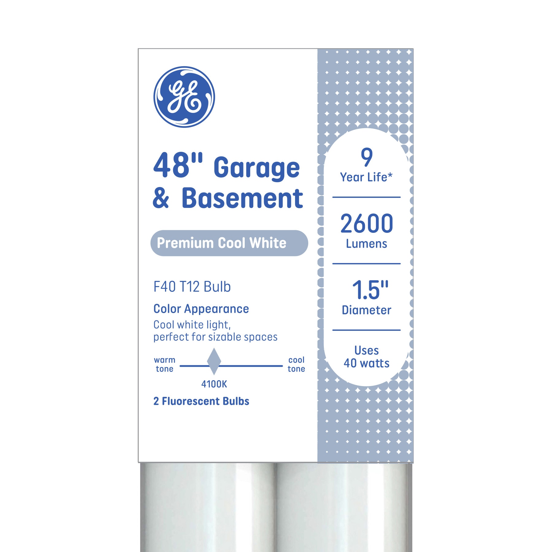 GE Linear Fluorescent 40W 48 (4ft) F40 T12 Utility Cool White Tube 2pk 