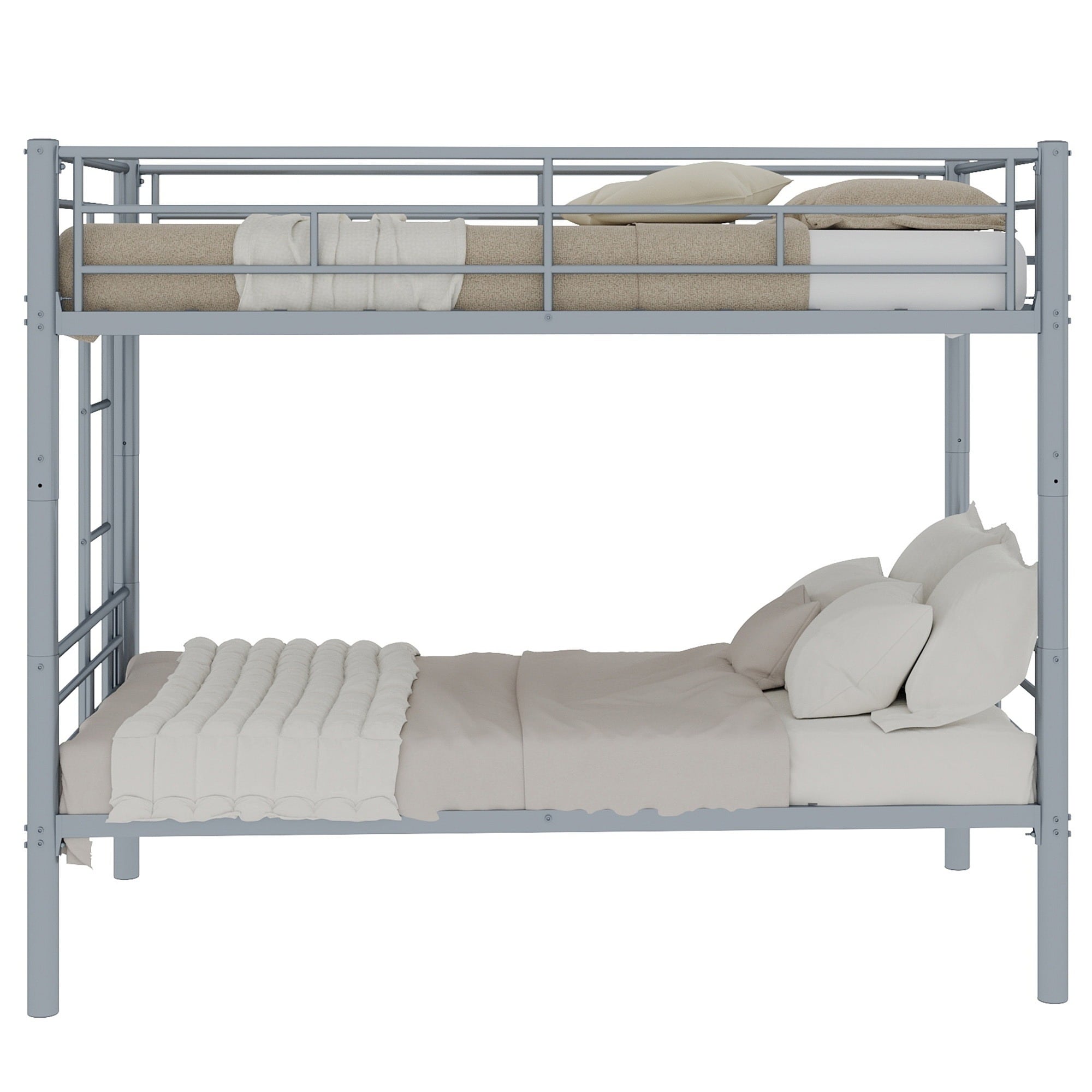 UOI Twin Size Silver Iron Bunk Bed Frame with Convertible Design and Heavy-Duty Support up to 400 lbs
