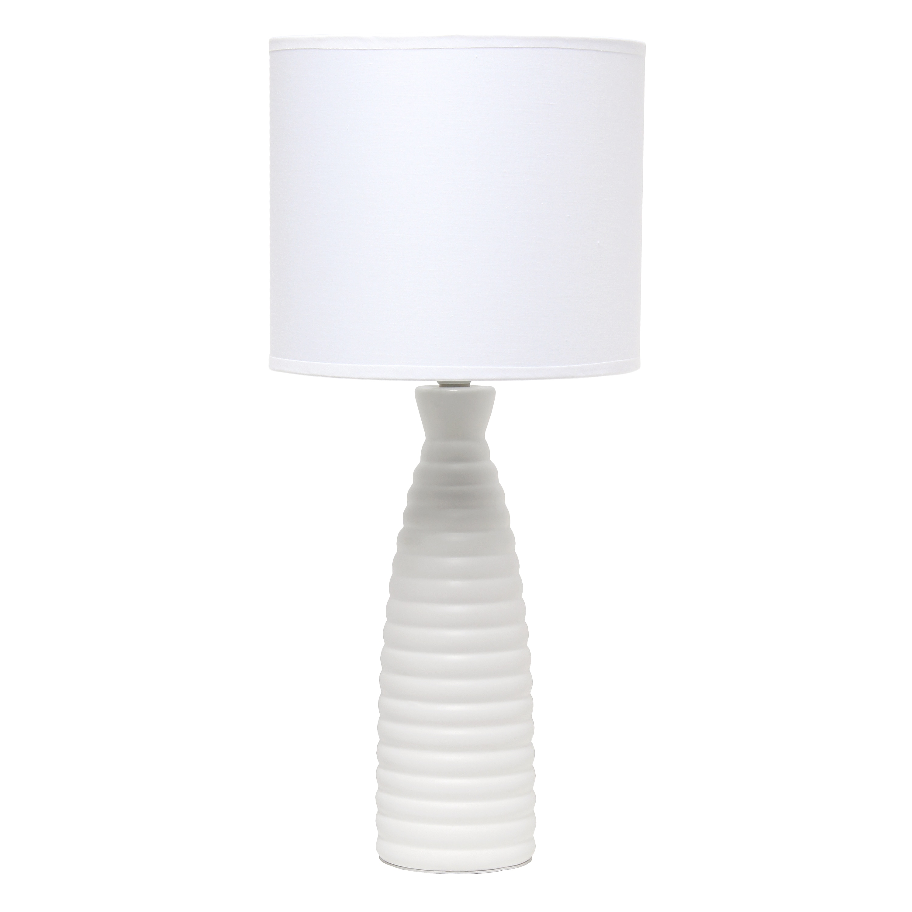 Simple Designs LT2076-OFF 20.25-in White Table Lamp with Fabric Shade