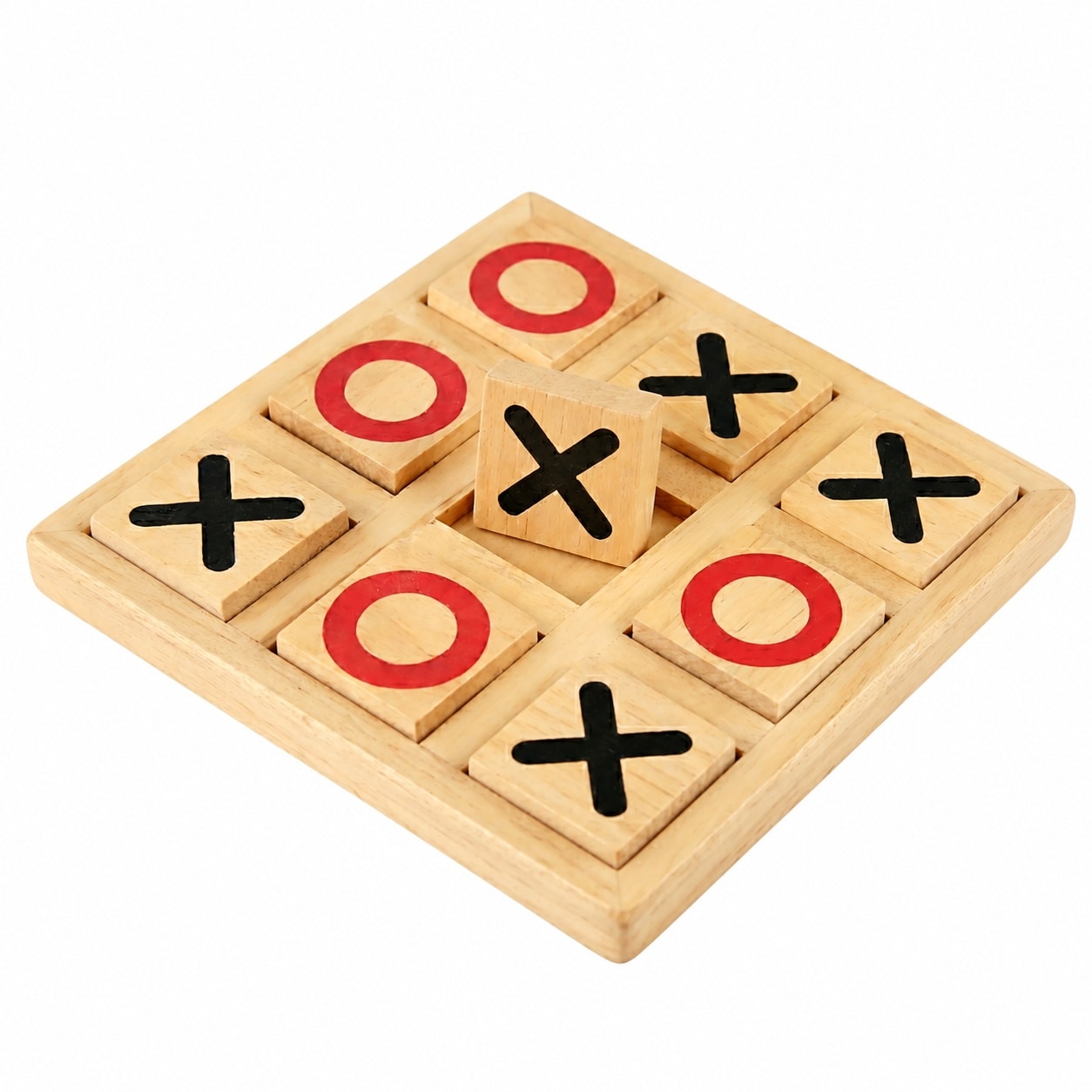 Etokfoks  Wooden Tic Tac Toe Game Set for Coffee Table Decor Travel Play and Family Fun for Adults and Kids