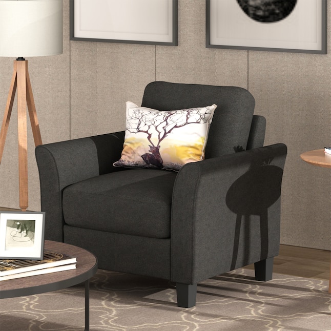 CASAINC Single Sofa 31.1-in Modern Black Linen 1-seater Sofa in the ...