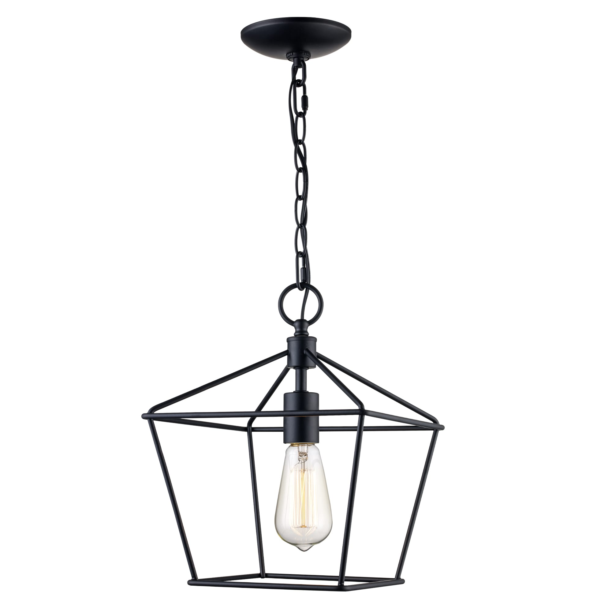 Farmhouse Industrial Black Metal Cage Mini Pendant Light