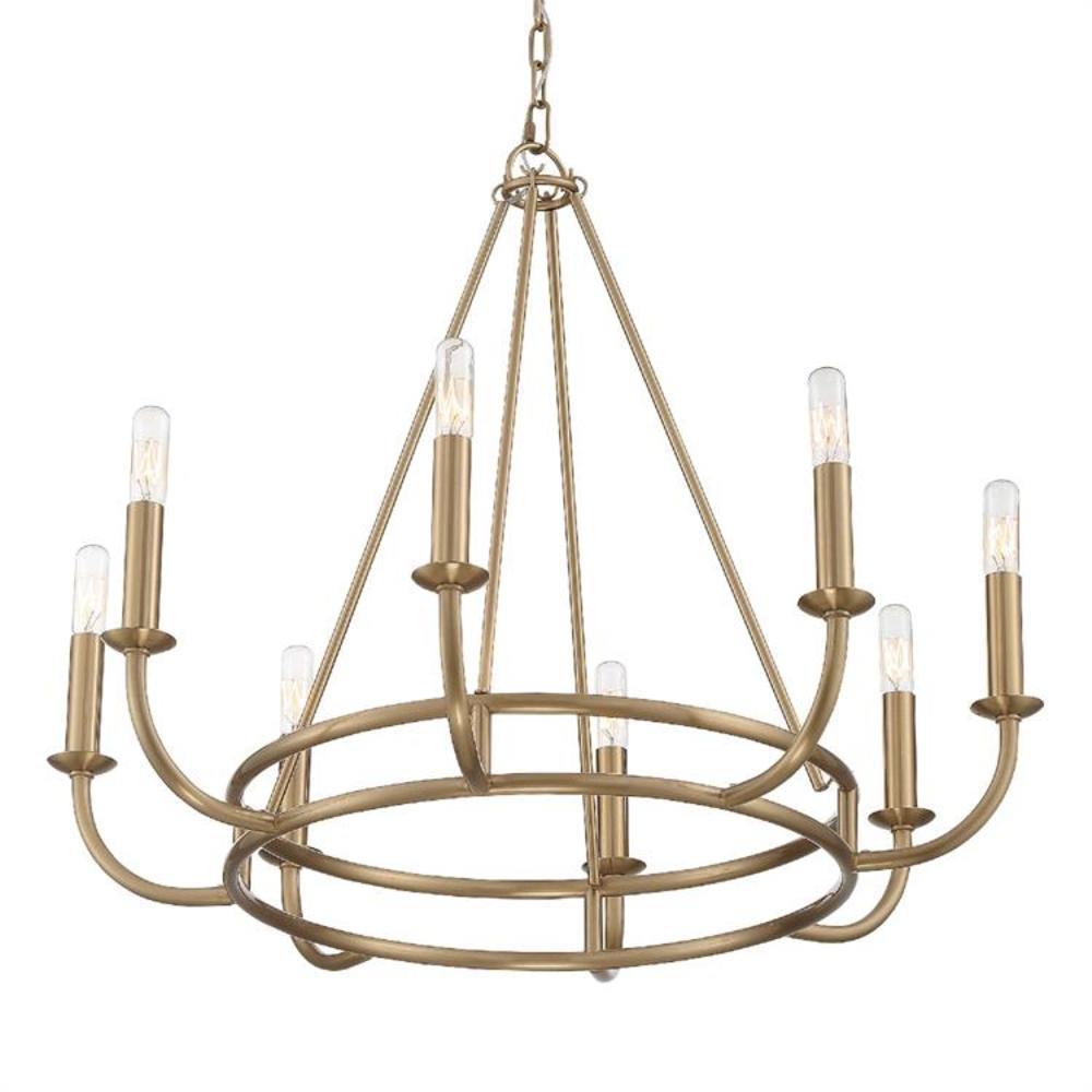 Bailey 8-Light Aged Brass and Crystal Chandelier