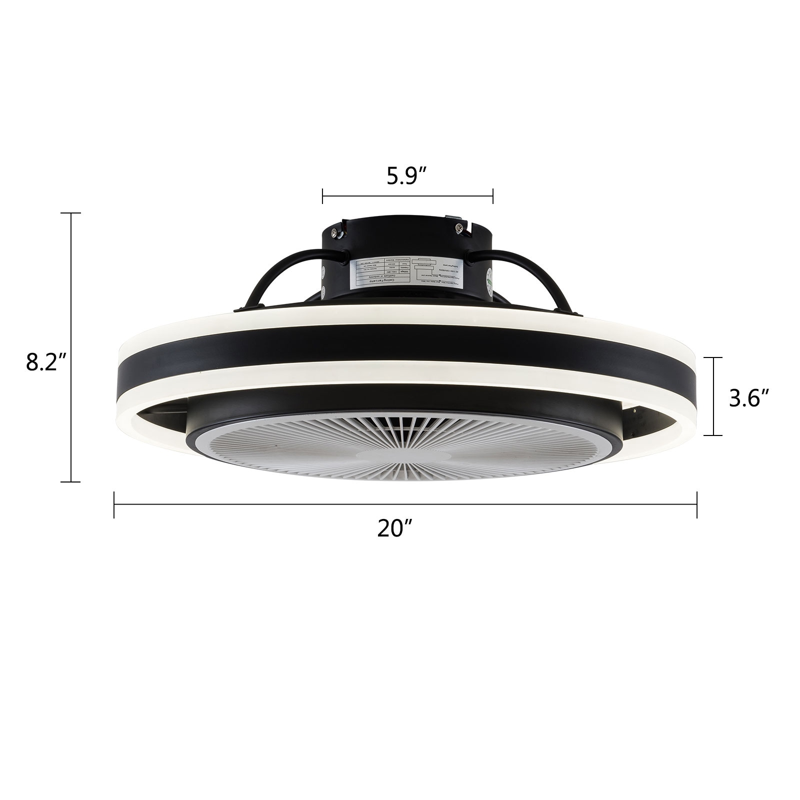 Oukaning LED 20-in Round Black Timing Invisible Color-changing 