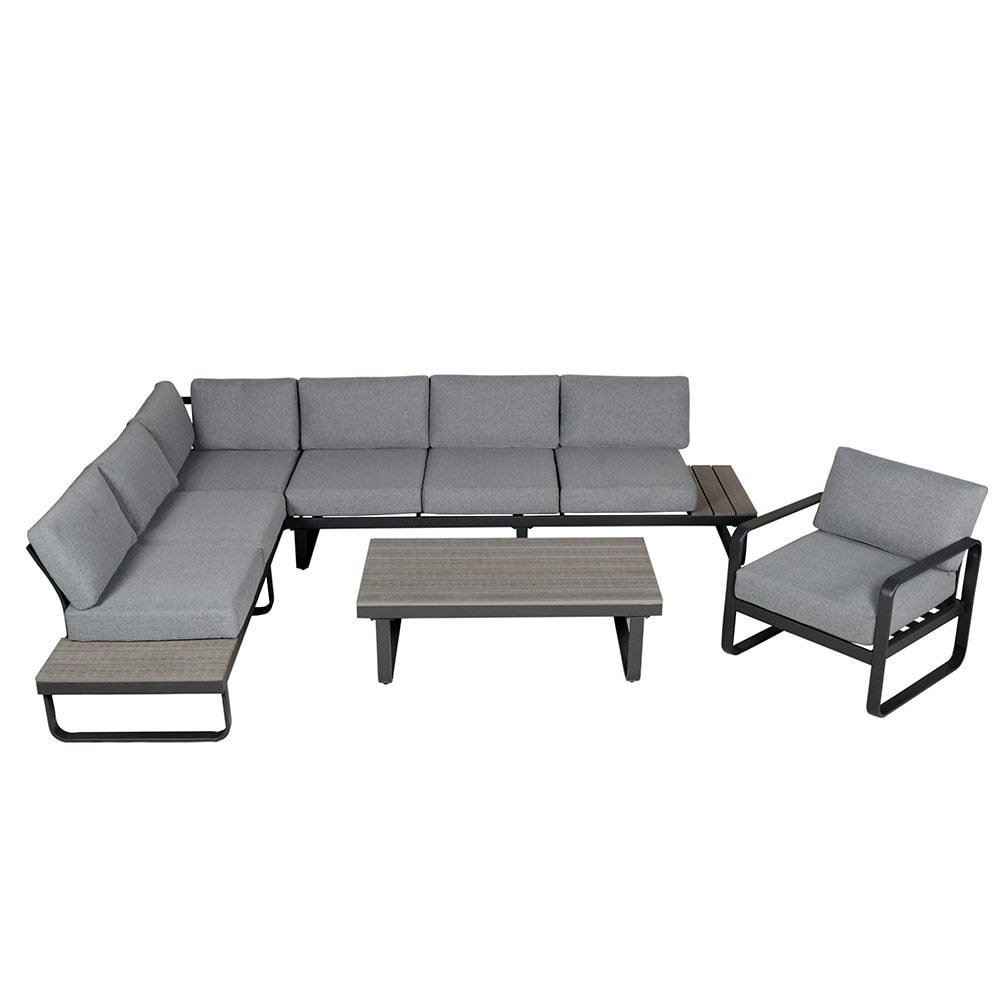 Grearden WW002-4-GY-001/002 4 -Piece Patio Sofa Conversation Set with Gray Cushions
