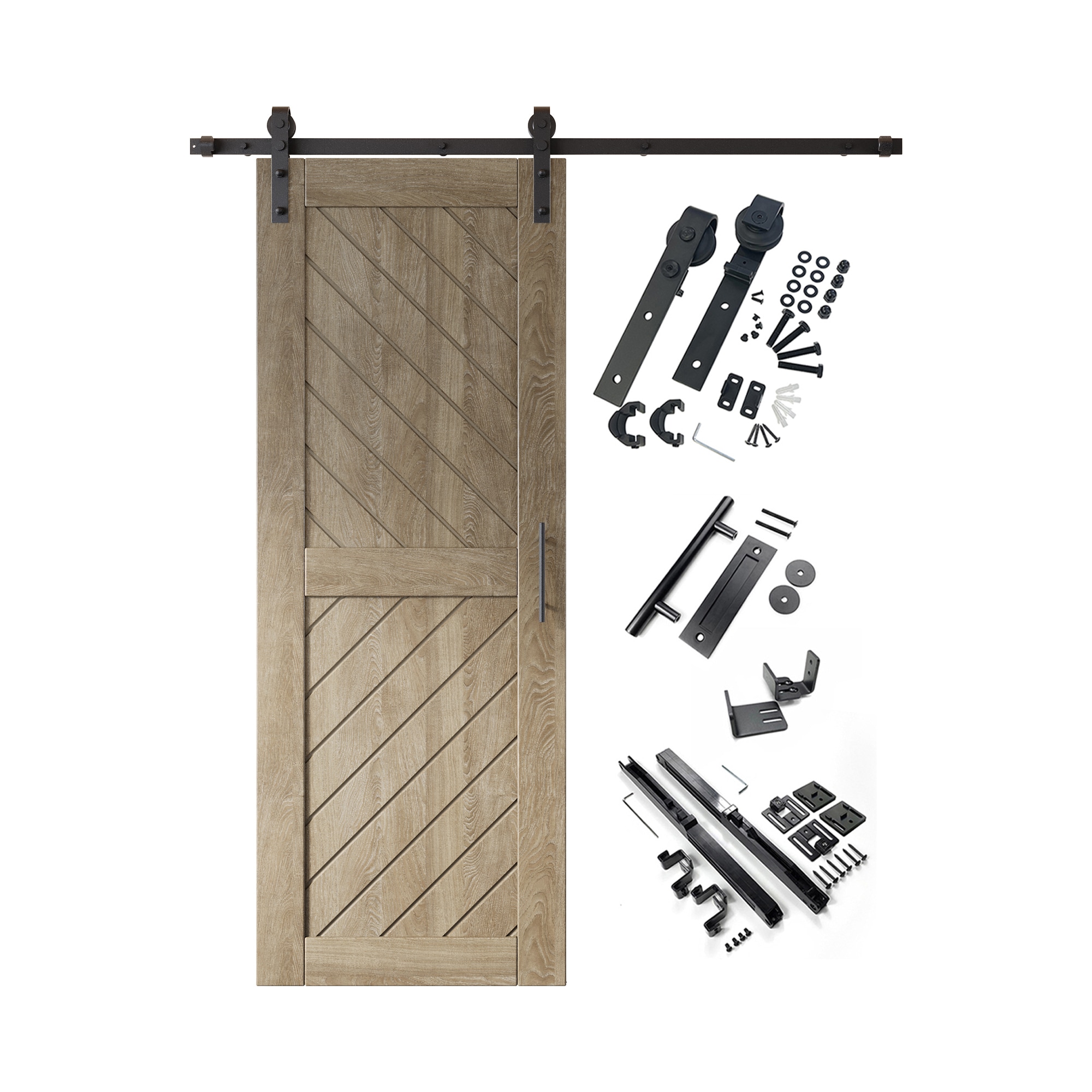 HOMACER YT1H066C-XT4-3080-GR 30-in x 80-in Classic Gray Prefinished Non-standard Pine Wood Solid core Single Barn Door (Hardware Included)