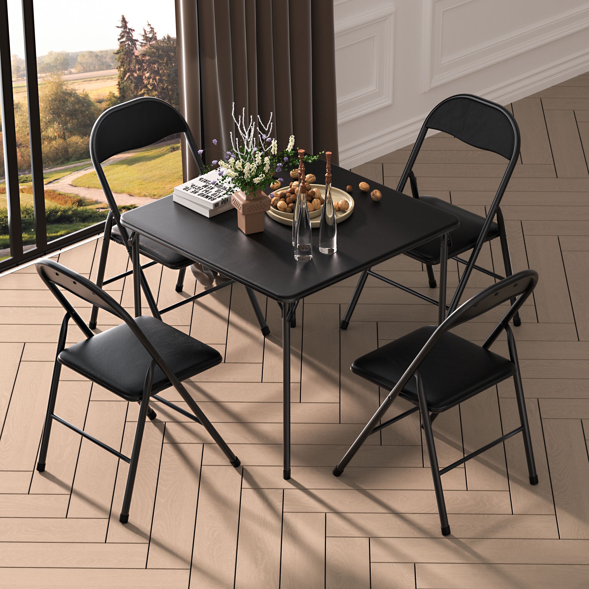 Vecelo LOE-FH-CFT06-SET Set of 5 Four Leg Dining Set For 4 Person