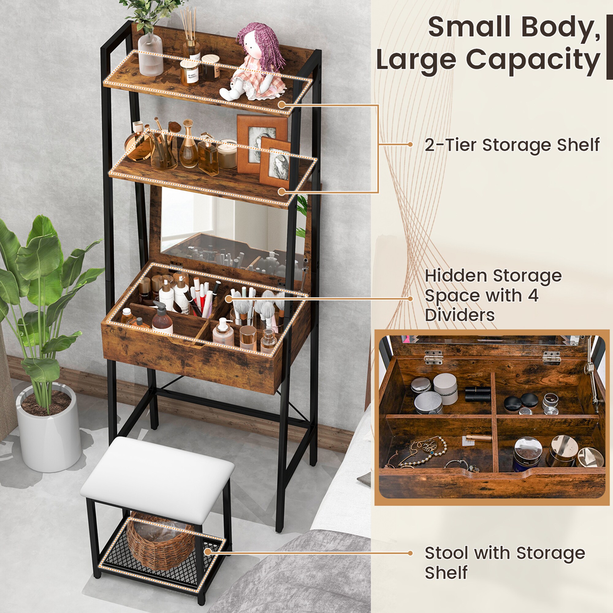 Costway CLS00040 Bedroom-Vanities - View #5