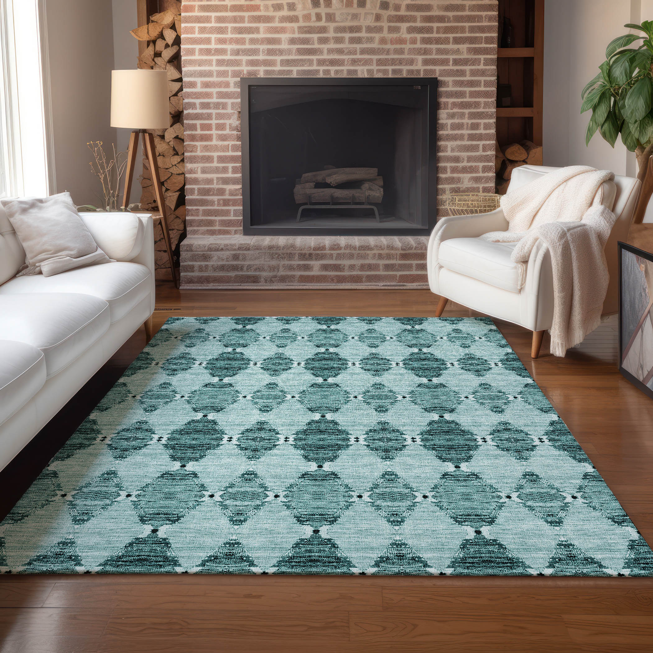 Addison Rugs ACN610TE3X5 Chantille ACN610TE 3 x 5 (ft) Polyester Teal Rectangular Indoor/Outdoor Abstract Machine washable Area rug