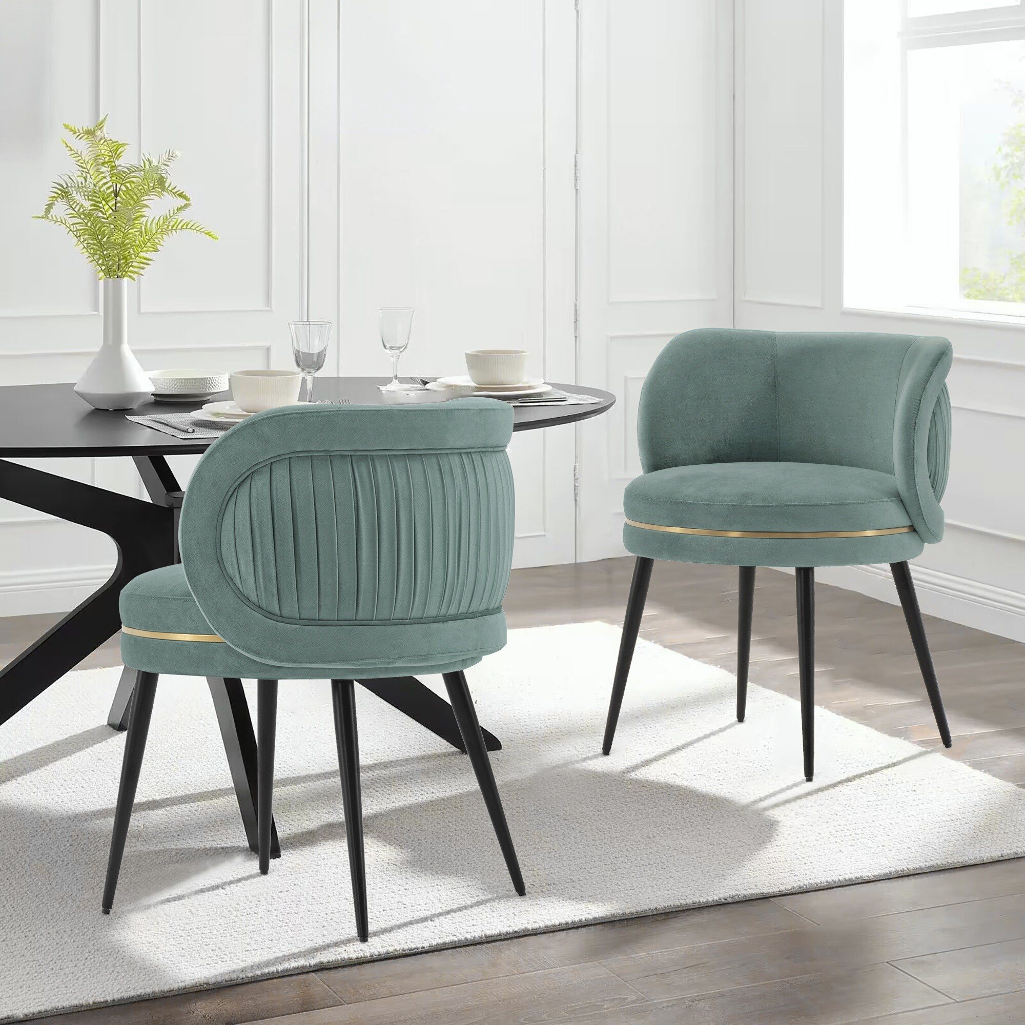 Manhattan Comfort DC080-MG Contemporary/Modern Velvet Upholstered Dining Side Chair (Wood Frame)