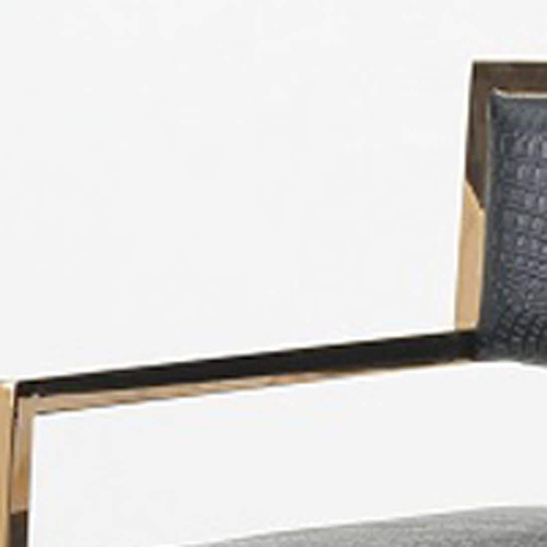 30" Glam Black Faux Leather Dining Chair with Rosegold Metal Legs
