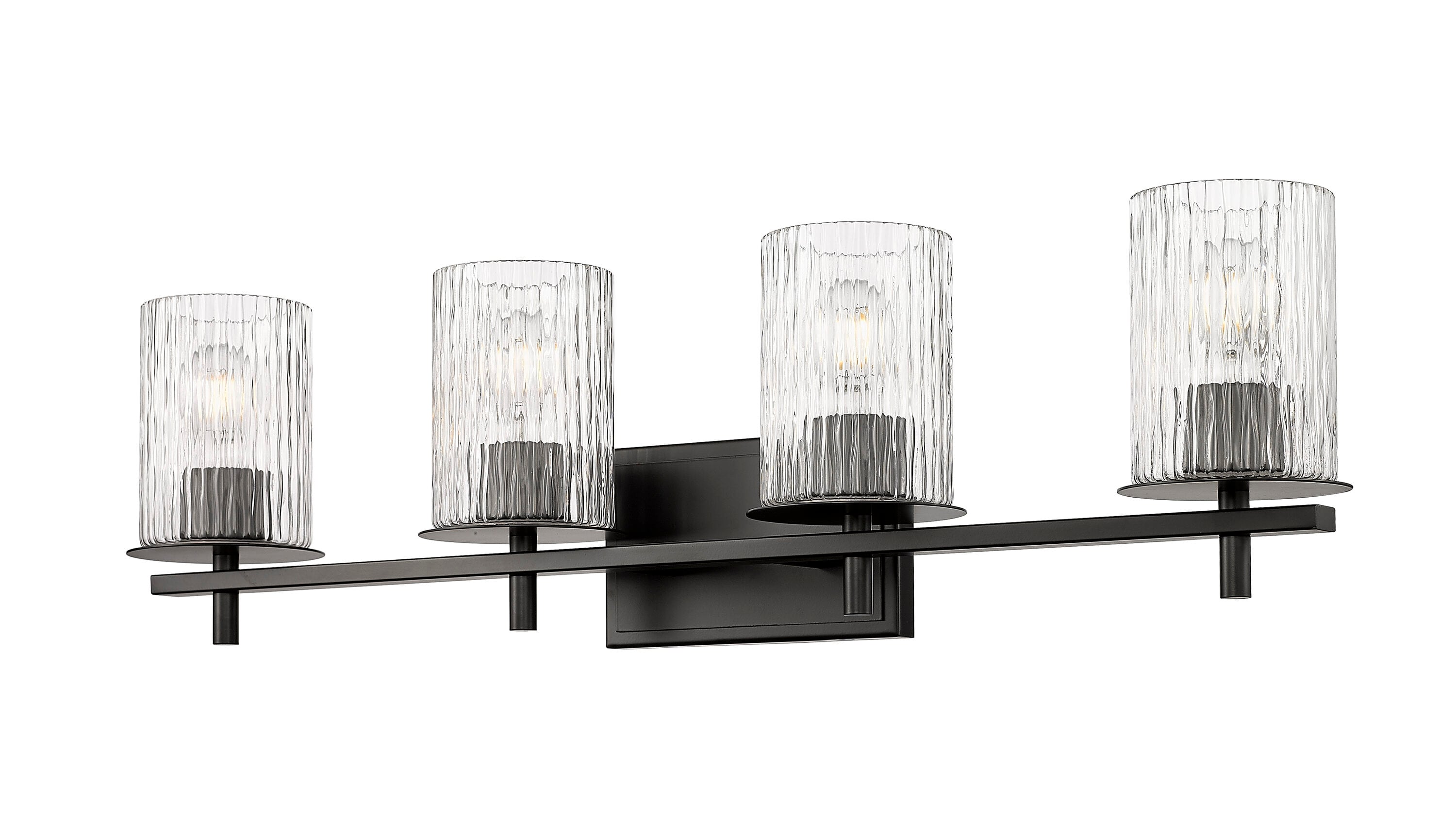 Matte Black 31" Cylinder Glass 4-Light Vanity Fixture