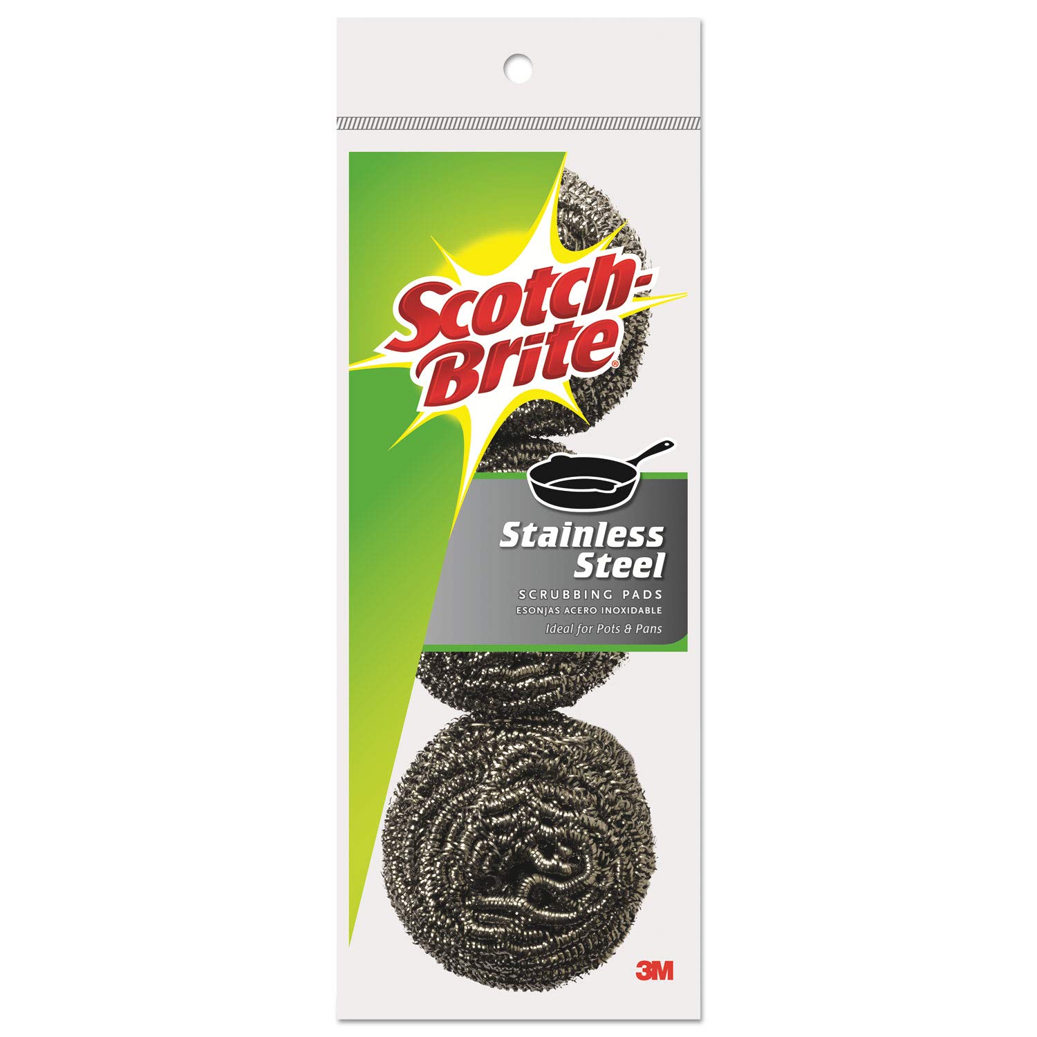 3M  Scotch-Brite 214C Stainless Steel Metal Scrubbing Pads 2 1/2 x 2 3/4 in 3/Pack (8 Packs/Carton)