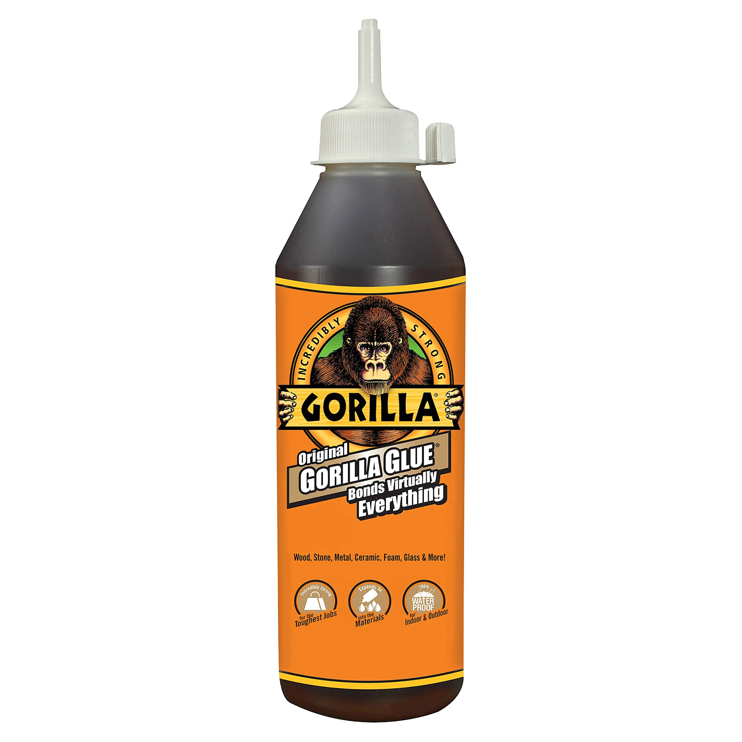 Gorilla Original Waterproof Polyurethane Glue 18 Ounce Bottle All Purpose Adhesive for Strong Bonds #50018