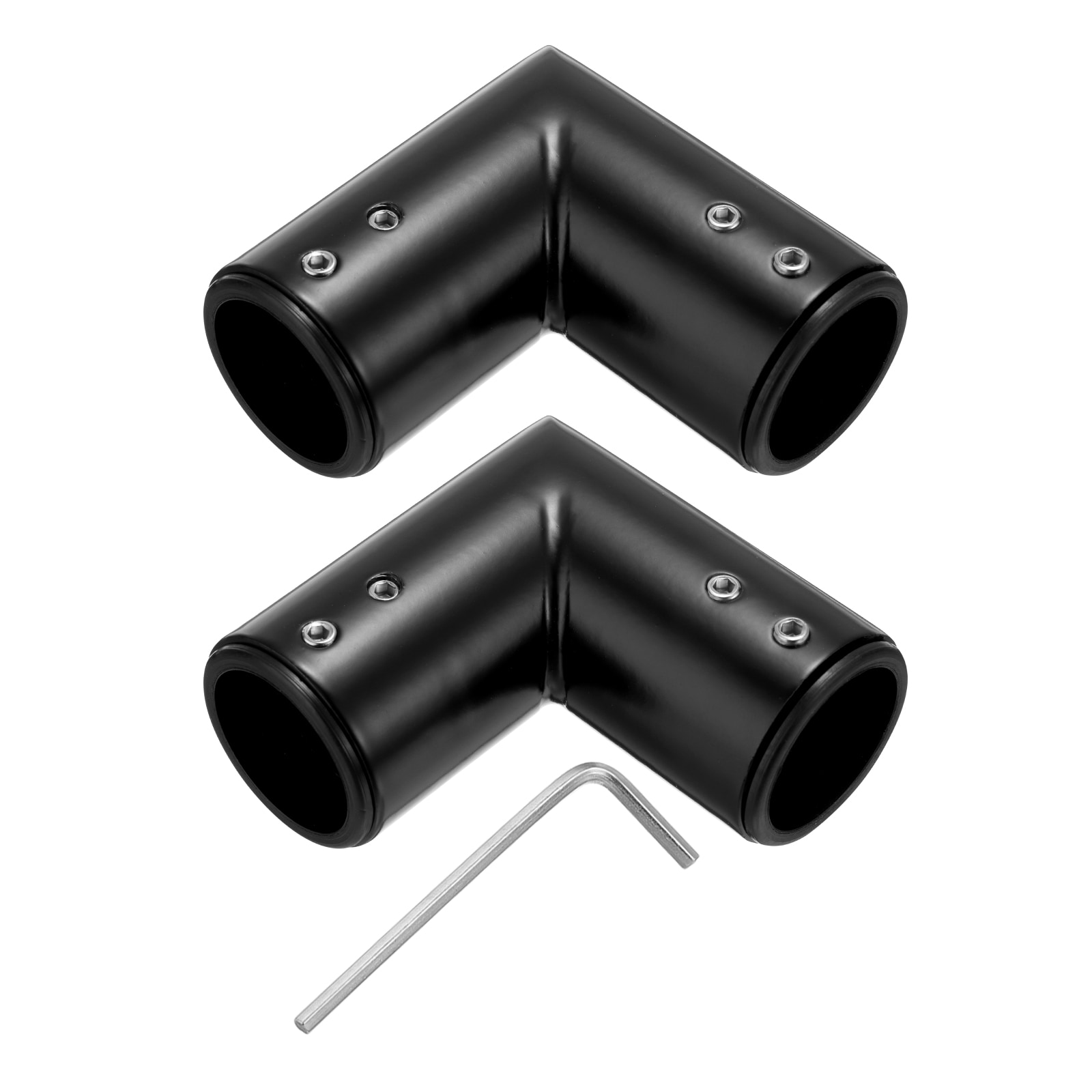 Unique Bargains 2pcs Corner Curtain Rod Connector 90 Degree Window Curtain Rod Corner with Hex Wrench for 1 Inch OD Bay Window Curtain Rods Black