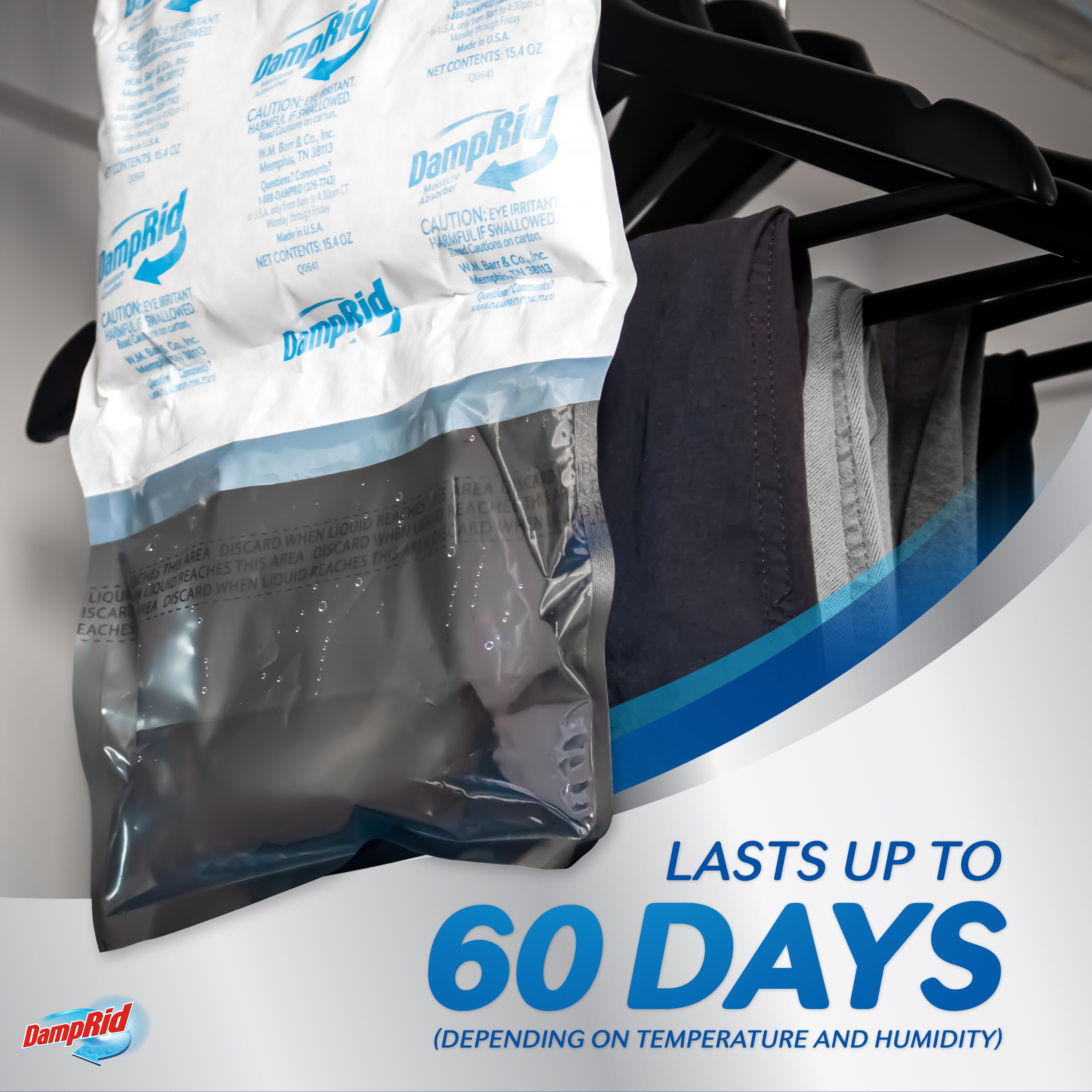 DampRid Hanging Bag Moisture Absorber Pack of 3 16 oz ea 3 Pack  Blue  Hanging bag Moisture absorber Upgrade