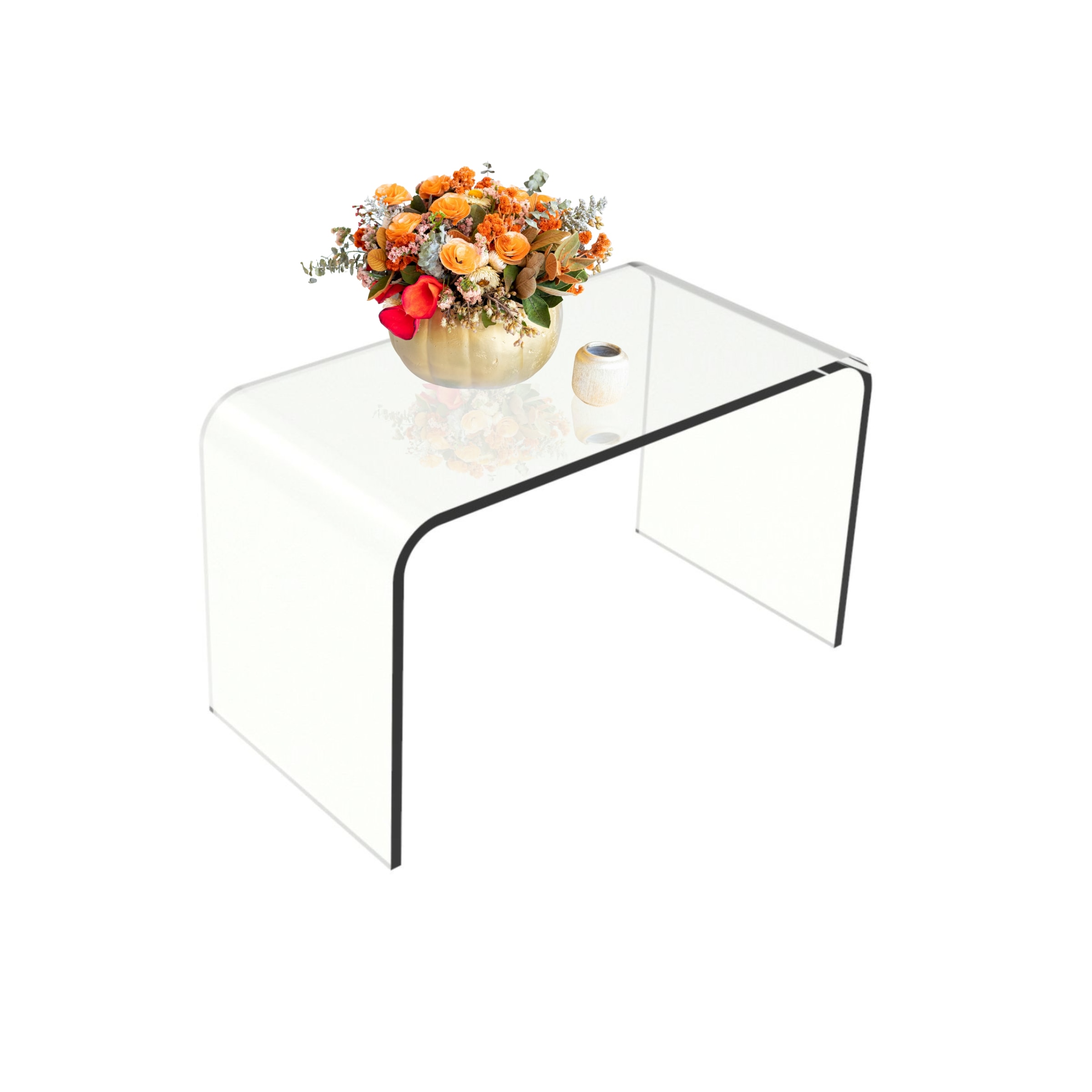 Hastings Home 603305NPB Multipurpose C Shaped Side Table 12-in W x 24-in H Clear Acrylic Rectangular Modern End Table