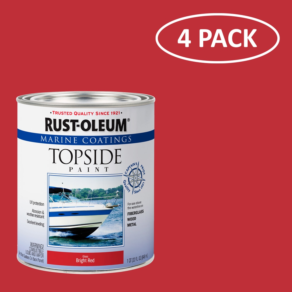 Rust-Oleum 207004SOS 4 -Pack Marine Coatings Topside Paint Gloss Bright Red Oil-based Marine paint ( 1-quart )