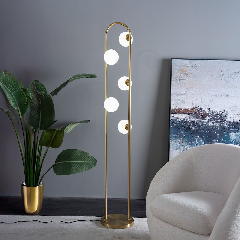 JUSHUA - White Corner Tall Modern Floor Lamp Living Room Bedroom Office