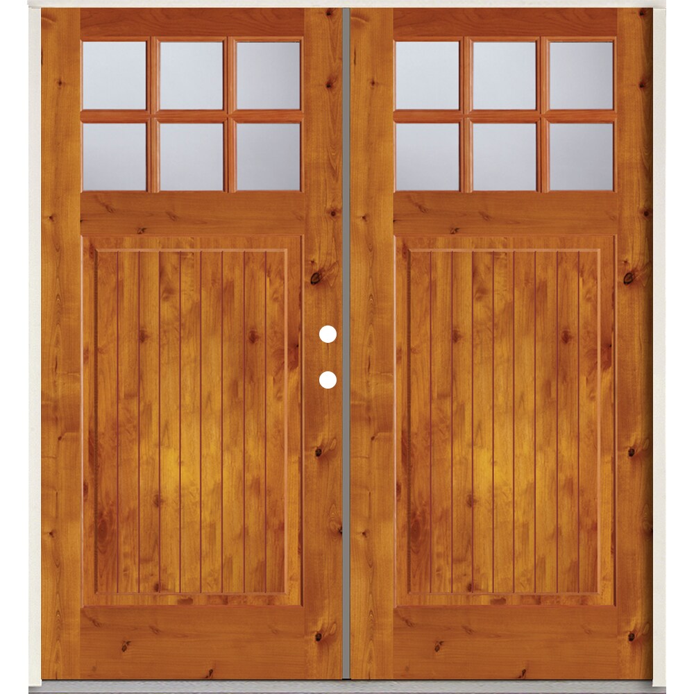 SIMPSON 72-in x 80-in Wood 1/4 Lite Left-Hand Inswing Prehung Double Front Door