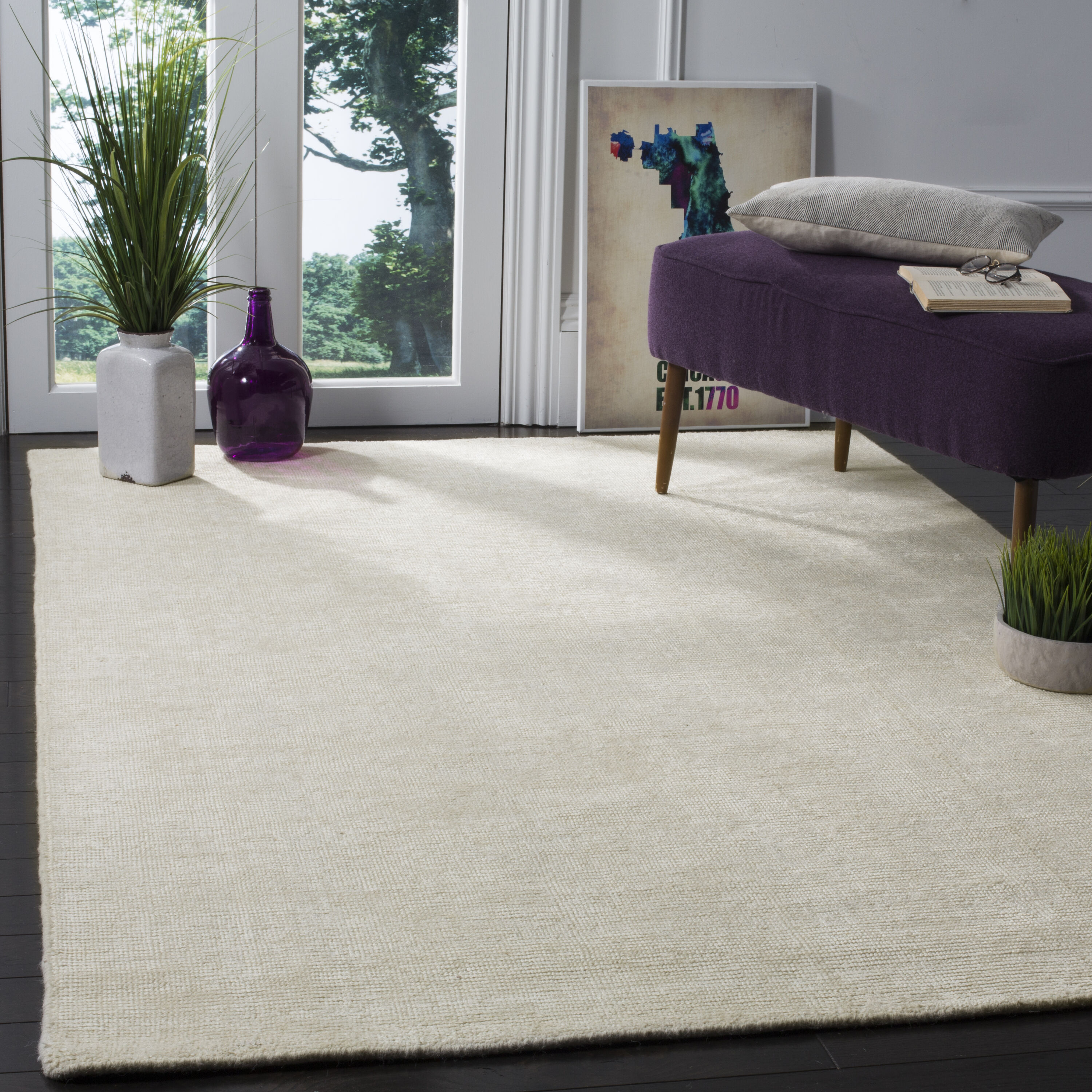  Stone Wash 120 Ivory Solid / Tonal 5ft x 8ft Medium Rectangle Rug