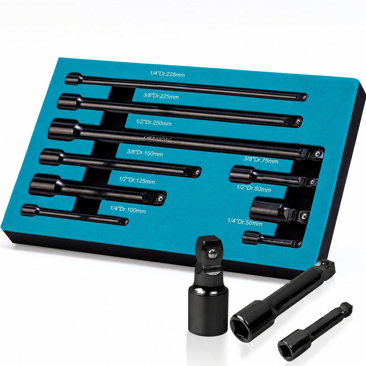 KIWDZFU  Wobble Extension Set Socket Extensions Ratchet Extensions 1/4 in 3/8 in 1/2 in Cr V with EVA Storage Tray durable home and garden