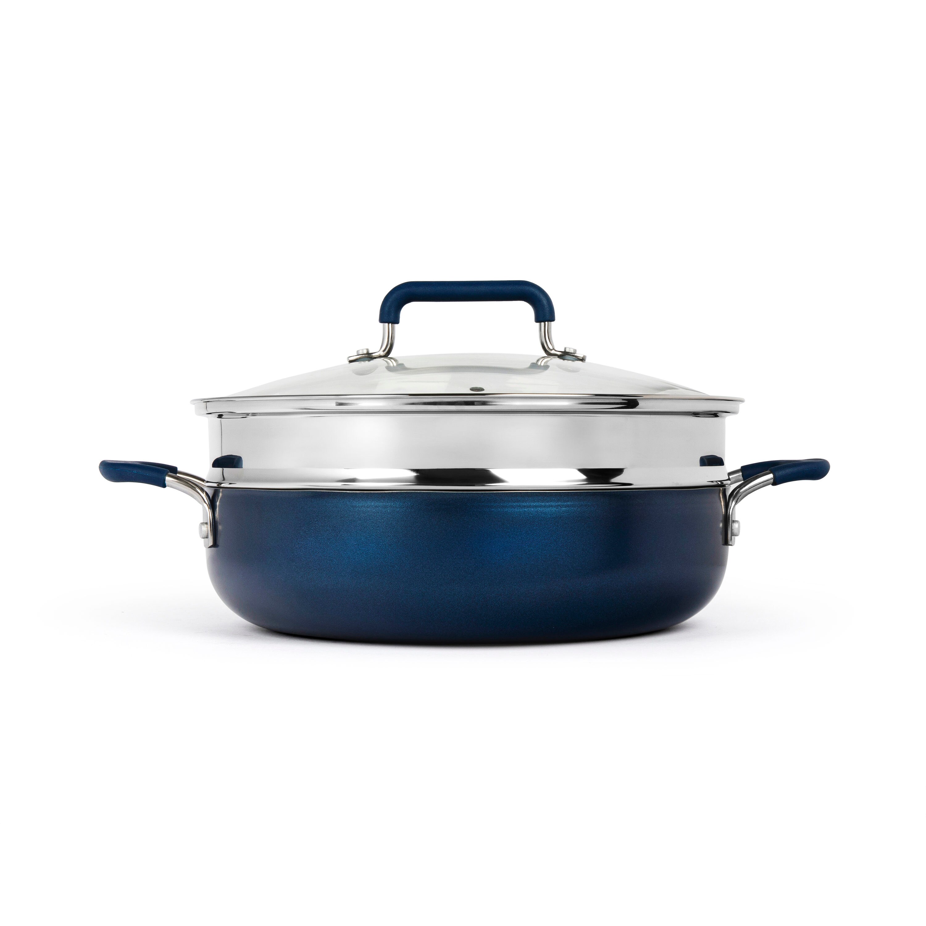 GraniteStone Diamond Granitestone Diamond 5.5 qt. Nonstick Multi-Purpose Steamer  Pot Set - Blue, Dishwasher Safe, Triple Layer Ultra Nonstick in the Cooking  Pots department at