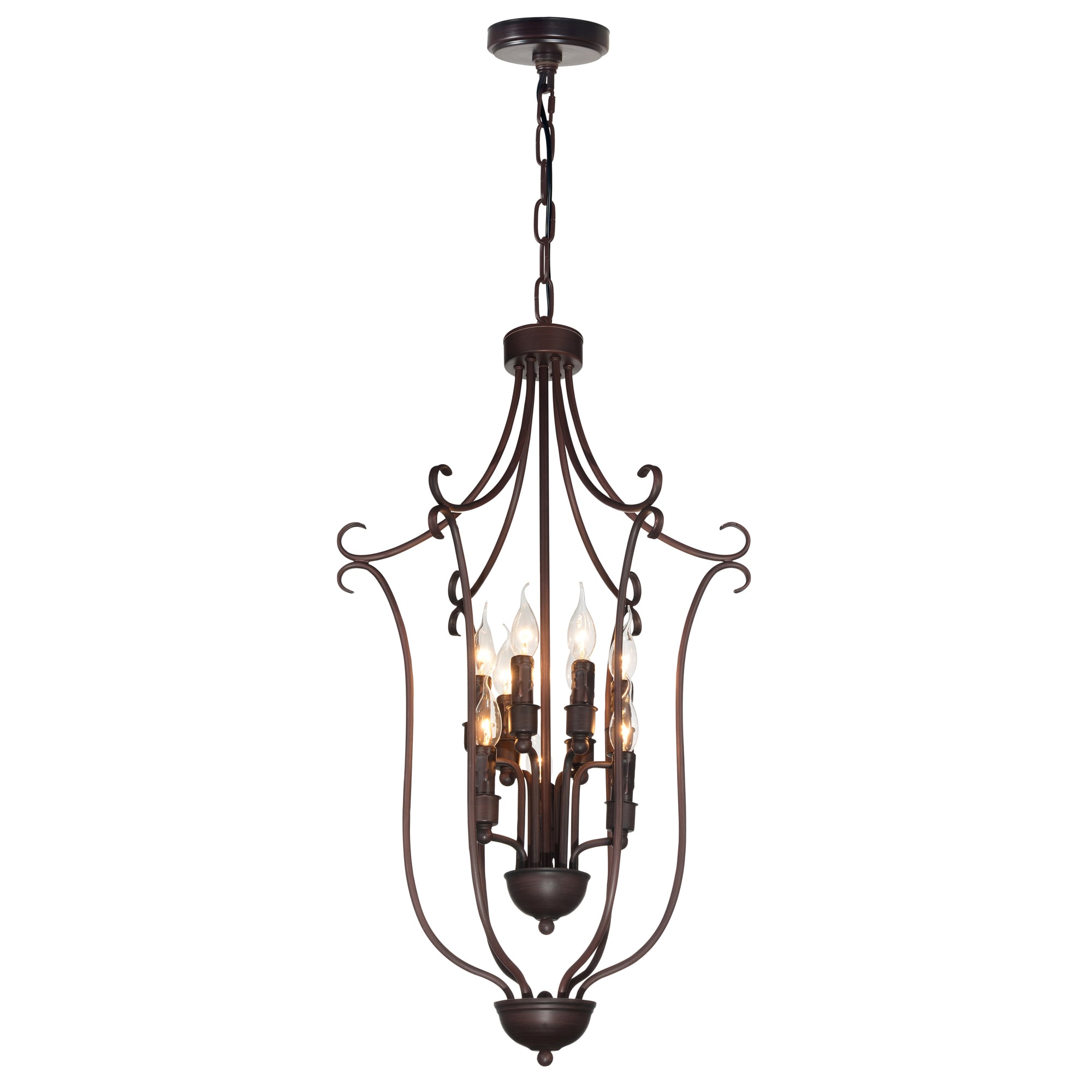 CWI Lighting 9817P19-9-121-B Maddy 9-Light Brown Rustic Damp Rated Chandelier