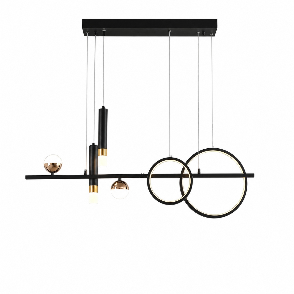 Aoibox  Modern 48W Integrated LED Linear Pendant Light Black Gold Dimmable Remote Control 39 4 in Indoor