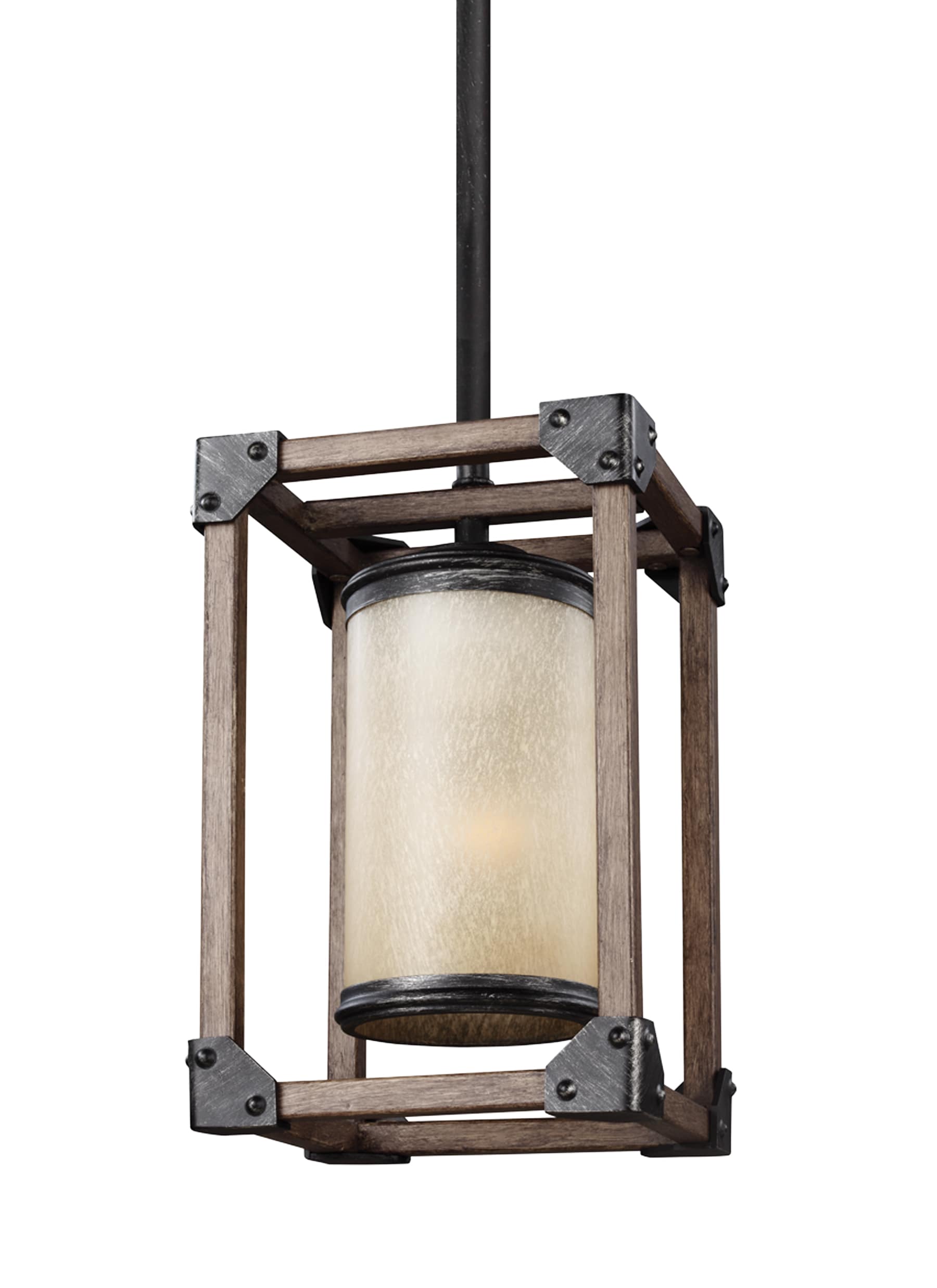 Stardust Cerused Oak Mini-Pendant with Creme Parchment Glass Shade