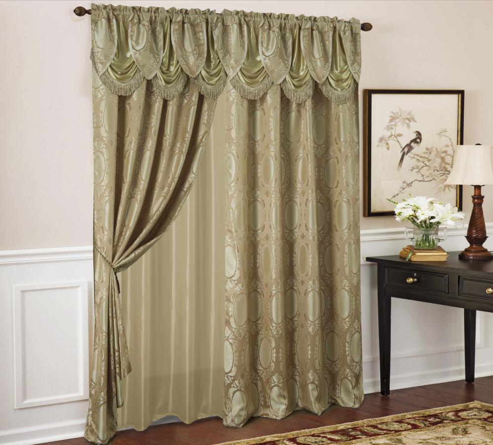 RT Designers Collection PNK21390 84-in Taupe Light Filtering Standard Lined Rod Pocket Single Curtain Panel