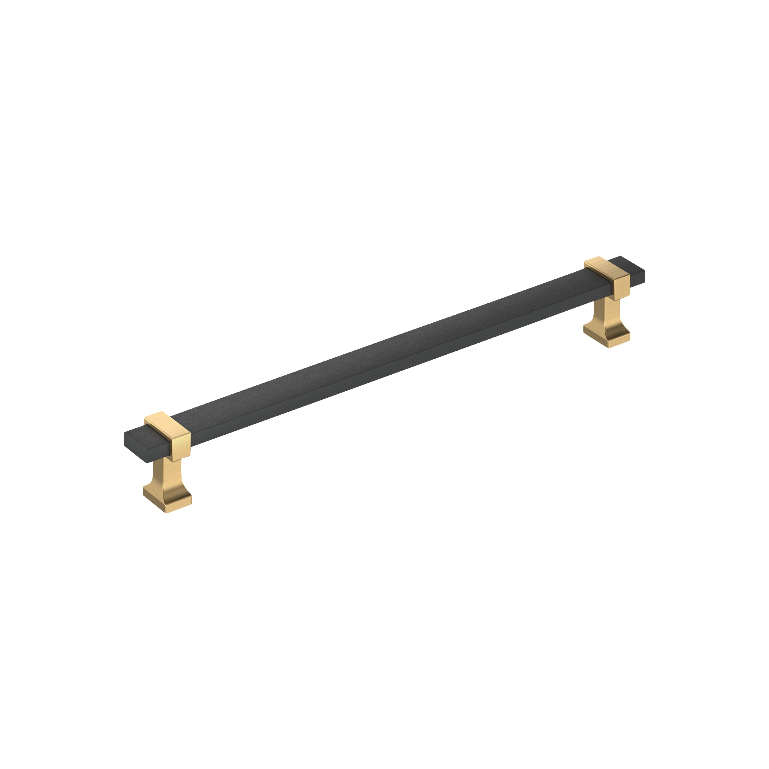 Overton 8-13/16 inch Brushed Matte Black and Champagne Bronze Cabinet Pull