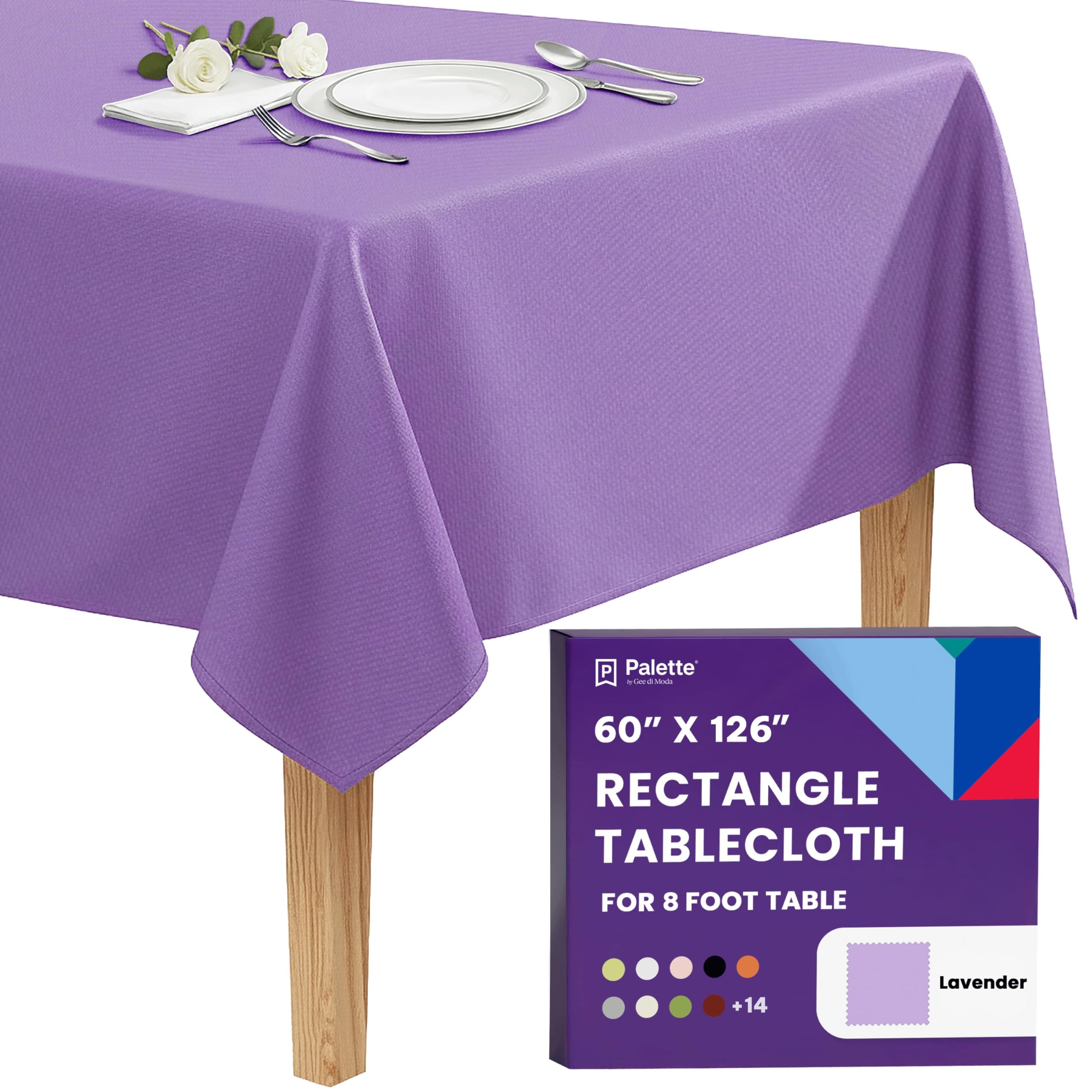 Gee Di Moda  Rectangle Tablecloth - 60 x 126 Inch Lavender Rectangle Table Cloth - Heavy Duty Washable Fabric - for Buffet Table Holiday Party Dinner Wedding and Baby Shower