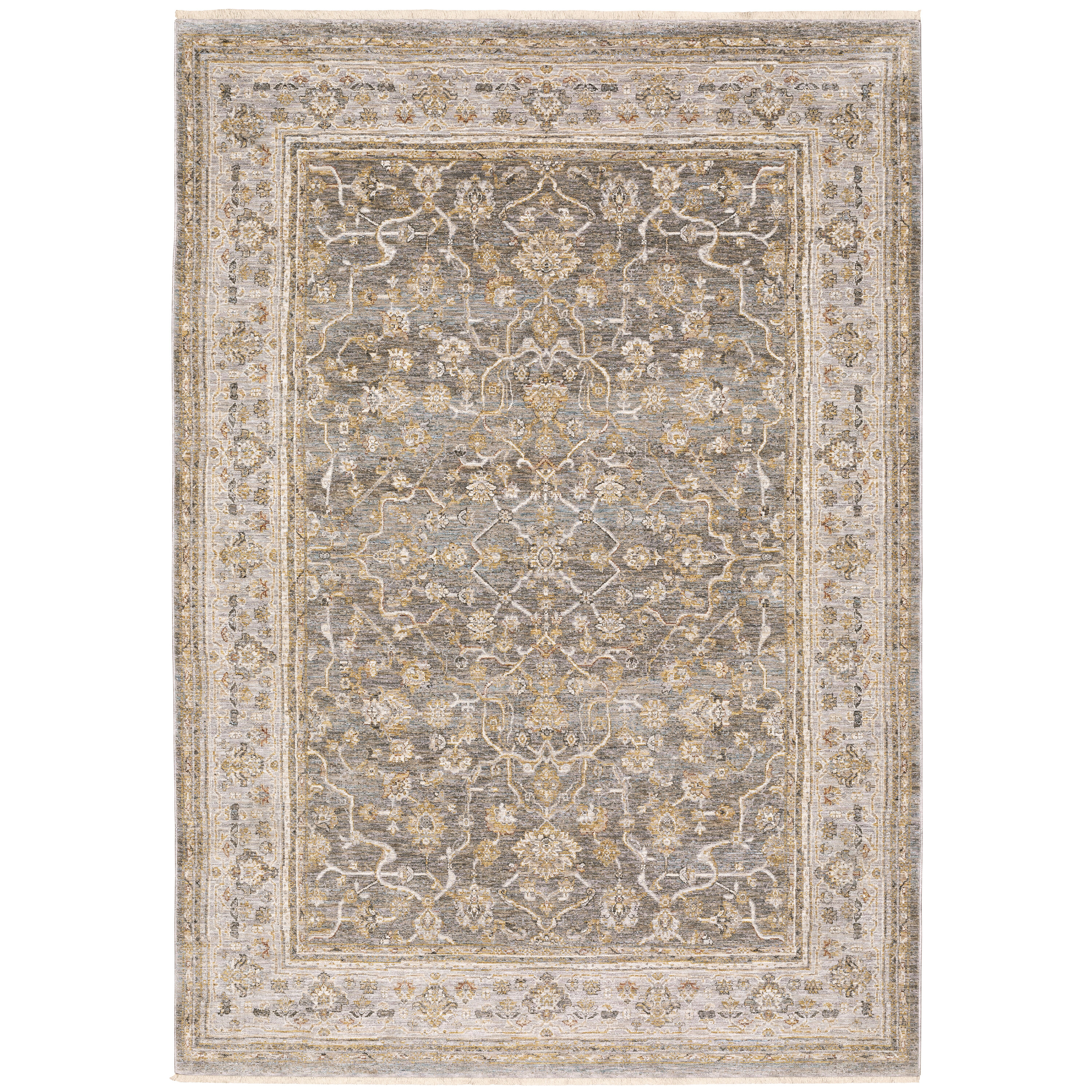 Archer Lane 040MAHAM16L Bingham 6 x 9 (ft) Polyester Gray Rectangular Indoor Floral/Botanical Persian Area rug