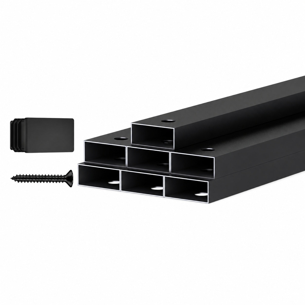 Aoibox  7 Pack 8 2 ft Rectangular Aluminum Deck Balusters Pre Drilled Side Mount Hollow Spindles Matte Black