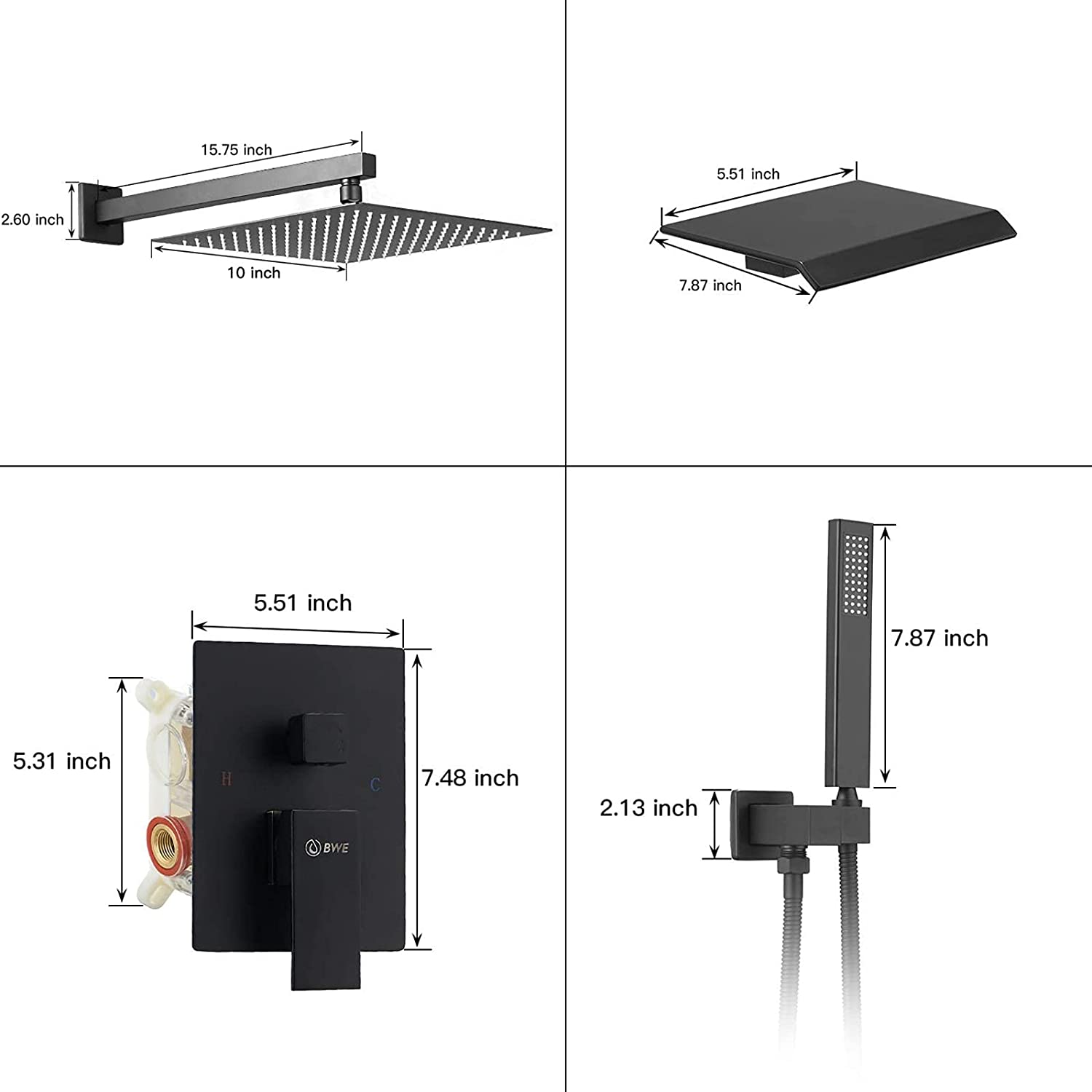 BWE A-95010-BLACK-S Tub-Shower-Faucets - View #7