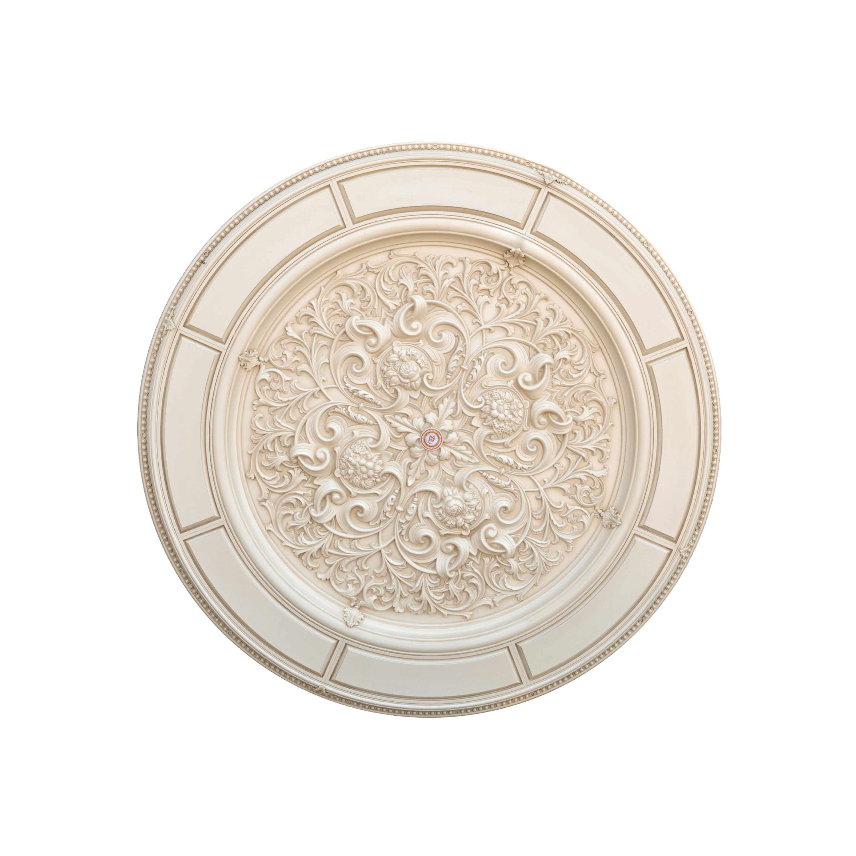 Alluring Carve Cream Round Ceiling Medallion