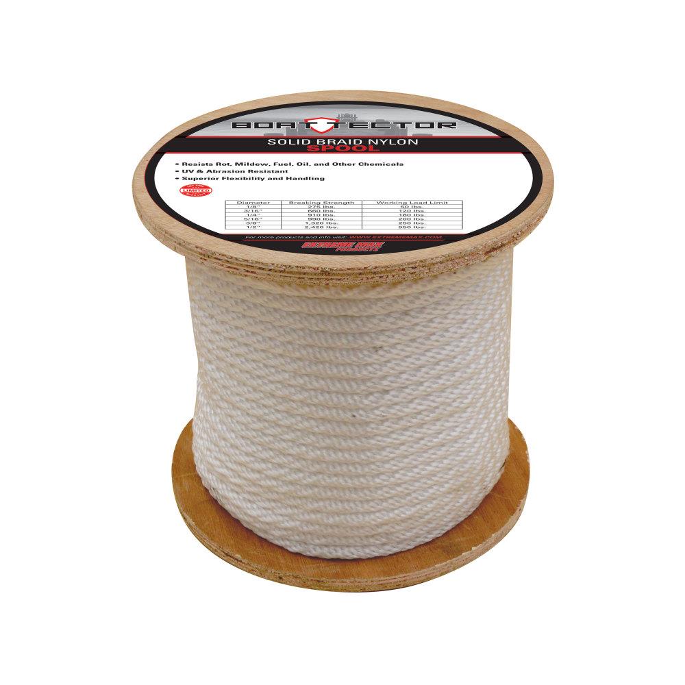 Extreme Max BoatTector Solid Braid Nylon Rope- 3/8-in x 500-ft, White at