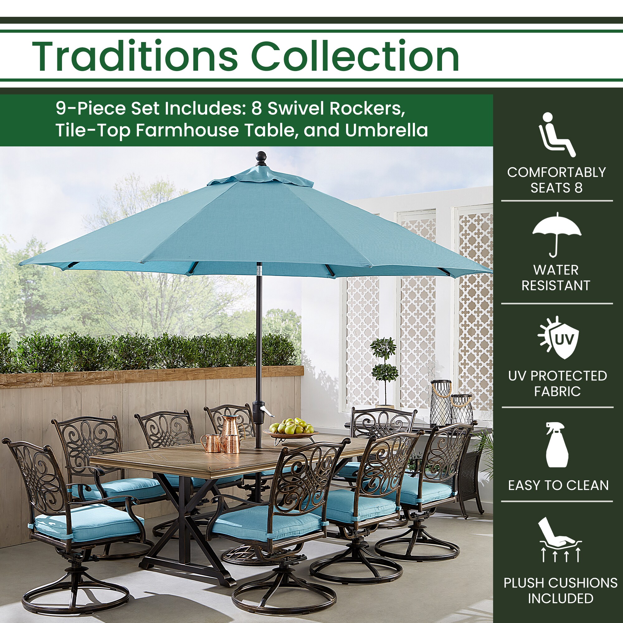 Hanover TRADDN9PTFSW8-SU-B Patio-Dining-Sets - View #3