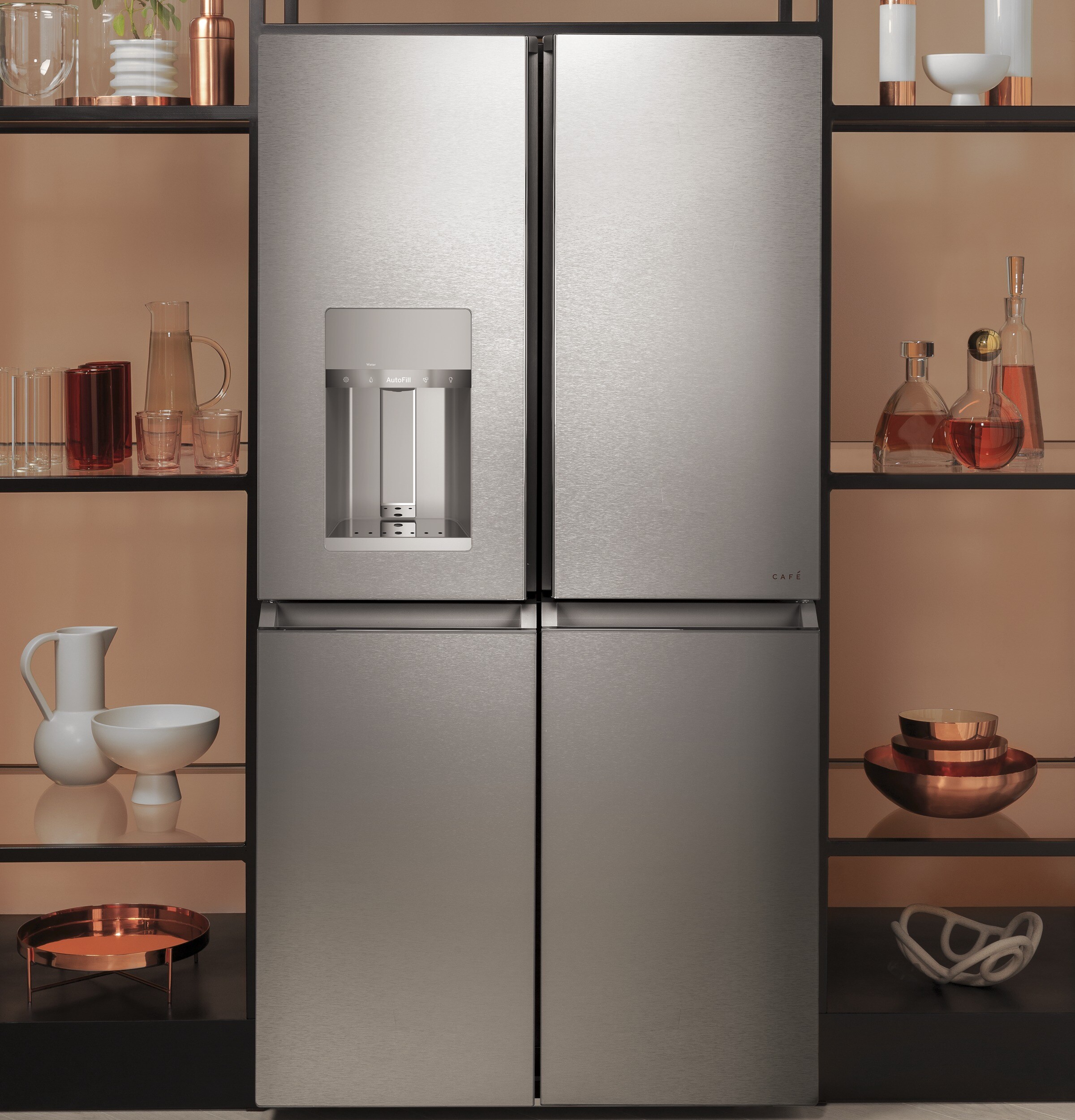 Café™ ENERGY STAR® 27.8 Cu. Ft. Smart 4-Door French-Door Refrigerator in  Platinum Glass - CVE28DM5NS5 - Cafe Appliances
