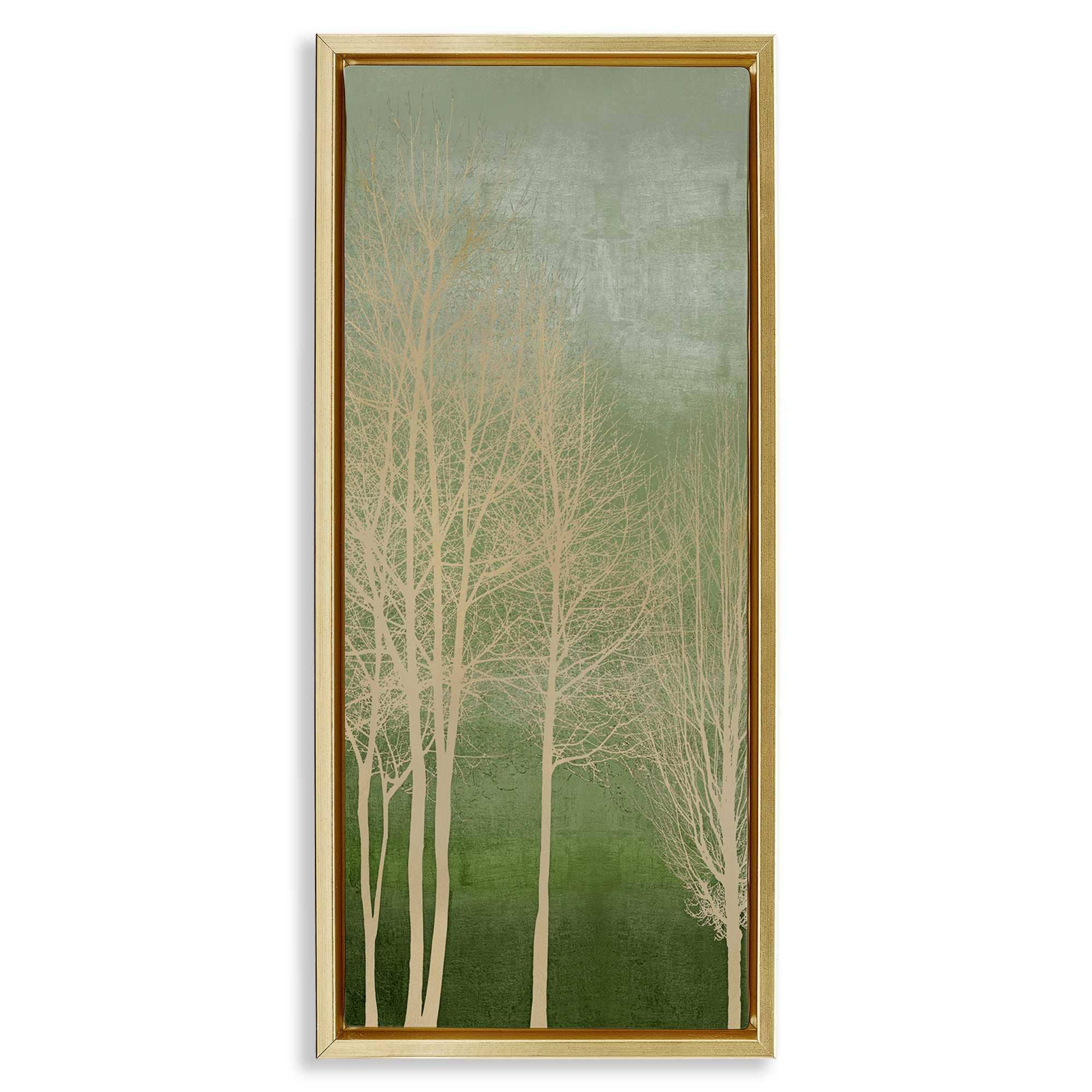 Stupell Industries BS-557-FFG-10X24 Subtle Ombre and Tree Gold Framed Floater Canvas Wall Art By Kate Bennett 11 x 25