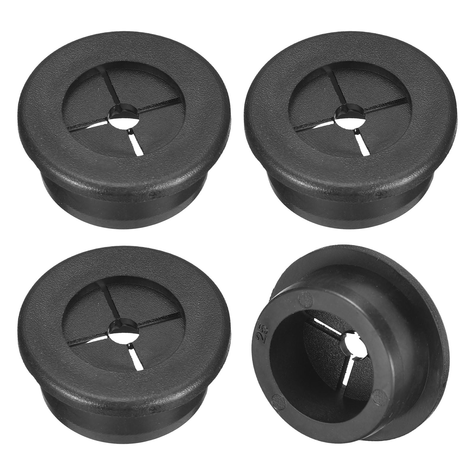 Aoibox 1 Inch 25mm Flexible Rubber Desk Grommet Cable Cord Wire Hole Cover for Office Computer Desk Wire Organizer Black #LAB7UCD3